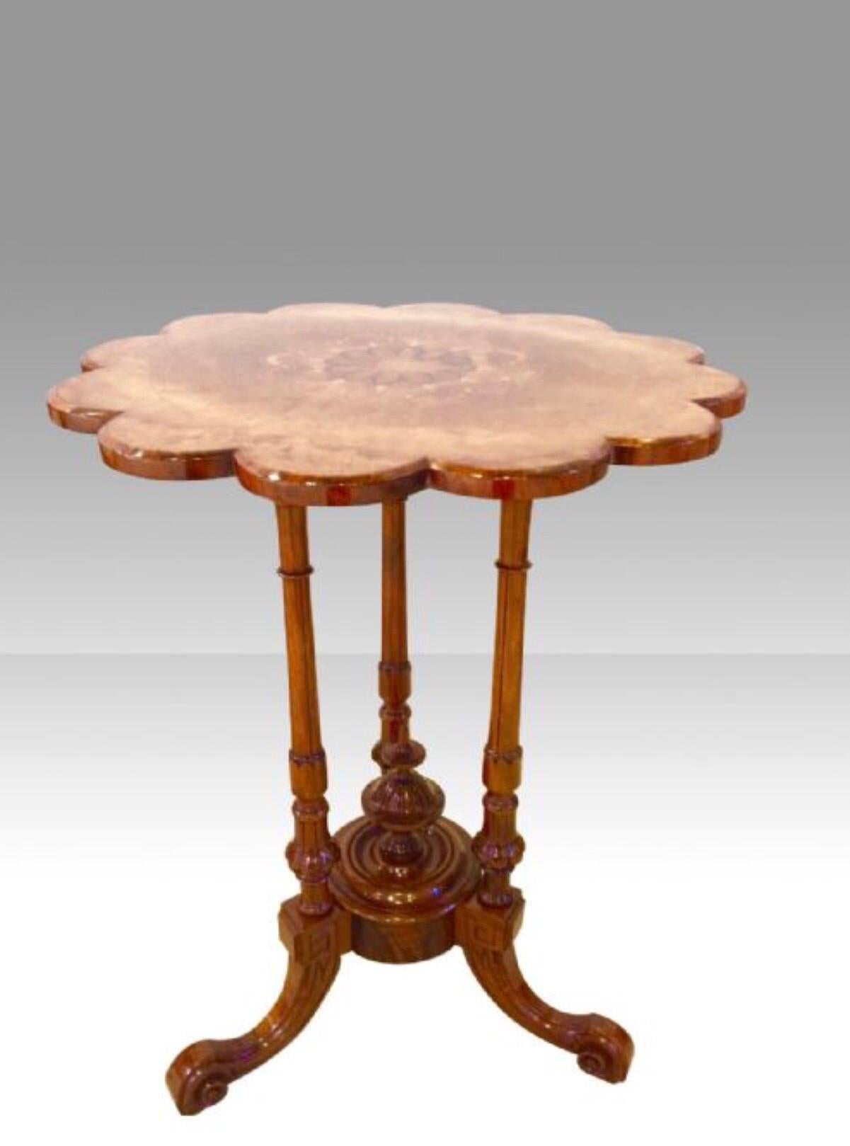 Victorian Antique Burr Walnut Wine, Occasional, Lamp Table