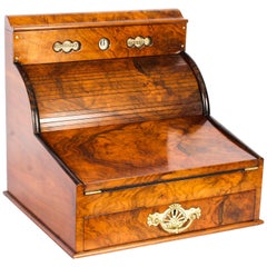 Antique Burr Walnut Writing and Stationery Box, 19th Century