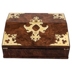 Antique Burr Walnut Writing Box by Betjemann with Rare Secret Compartment