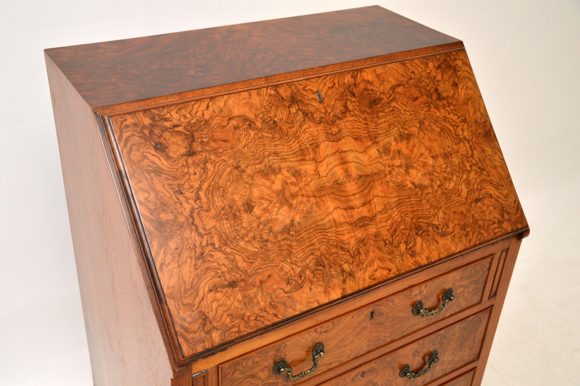 Antique Burr Walnut Writing Bureau by Maple & Co. 3