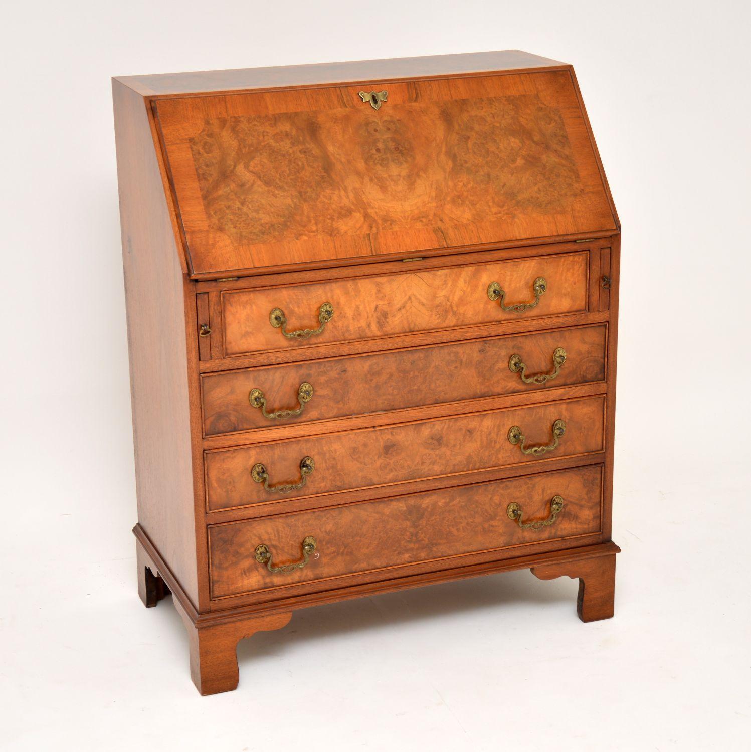 Antique Burr Walnut Writing Bureau 1