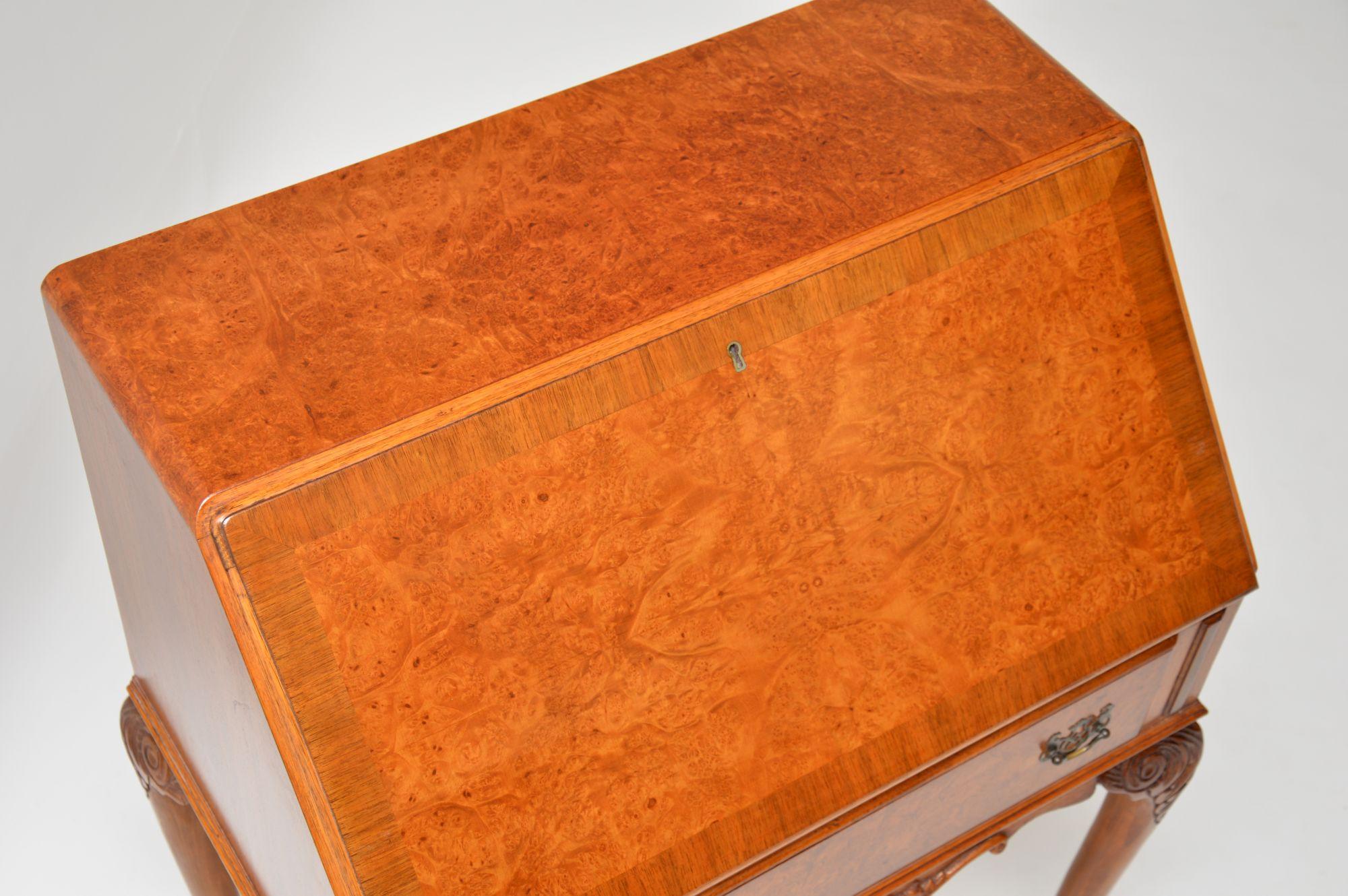 Antique Burr Walnut Writing Bureau 3