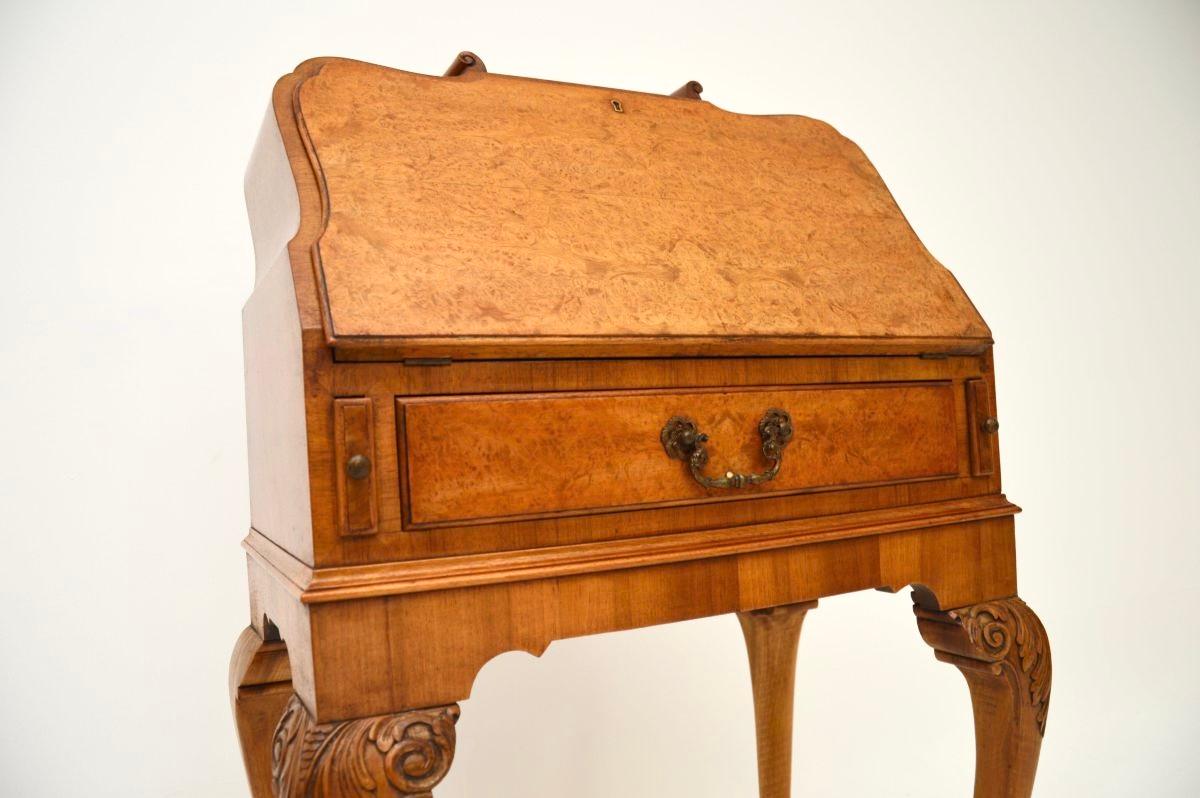 Antique Burr Walnut Writing Bureau For Sale 4