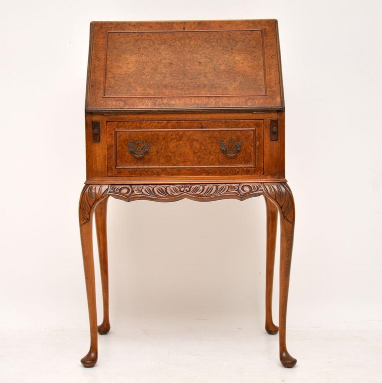 Antique Burr Walnut Writing Bureau at 1stDibs