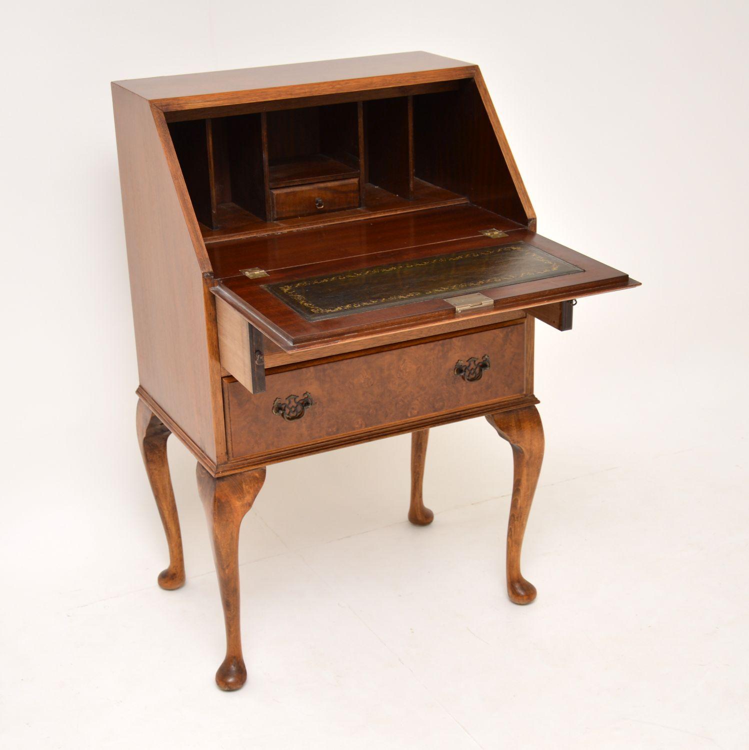 Queen Anne Antique Burr Walnut Writing Bureau