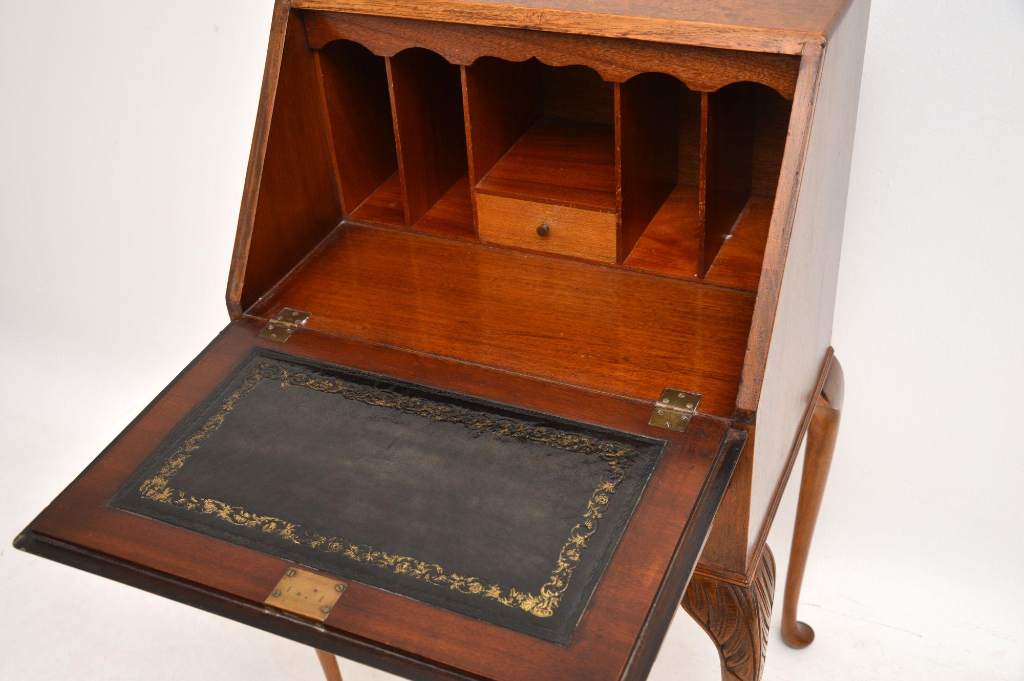 Queen Anne Antique Burr Walnut Writing Bureau