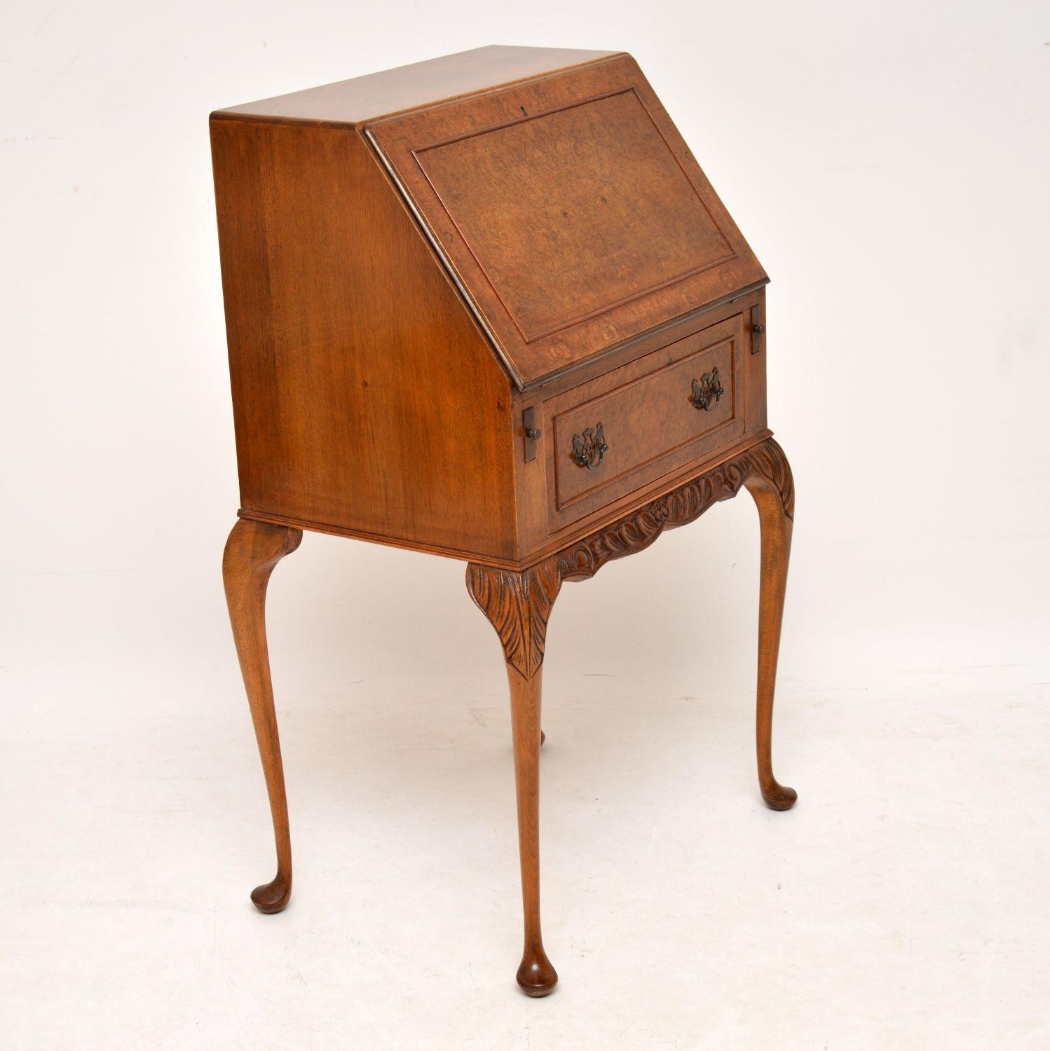 Antique Burr Walnut Writing Bureau 1