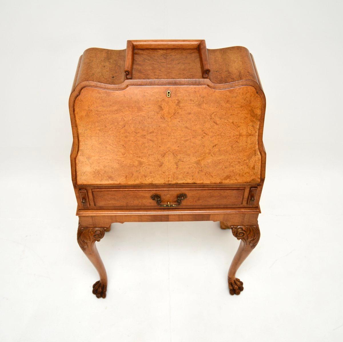 Antique Burr Walnut Writing Bureau For Sale 1