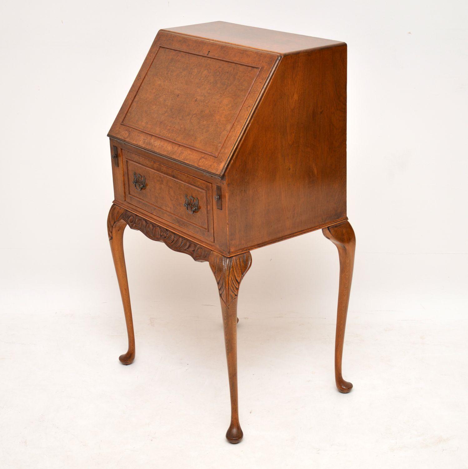 Mid-20th Century Antique Burr Walnut Writing Bureau