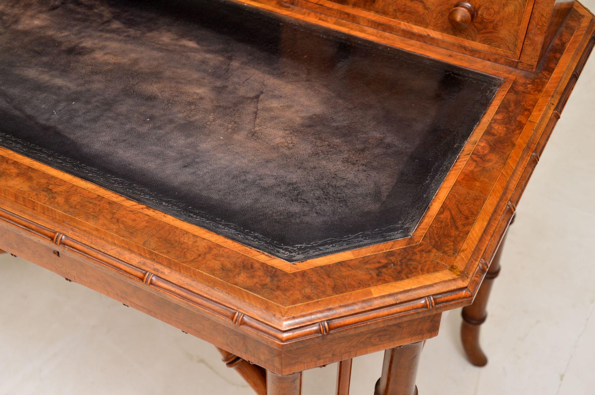 Antique Burr Walnut Writing Desk by Howard & Sons For Sale 3