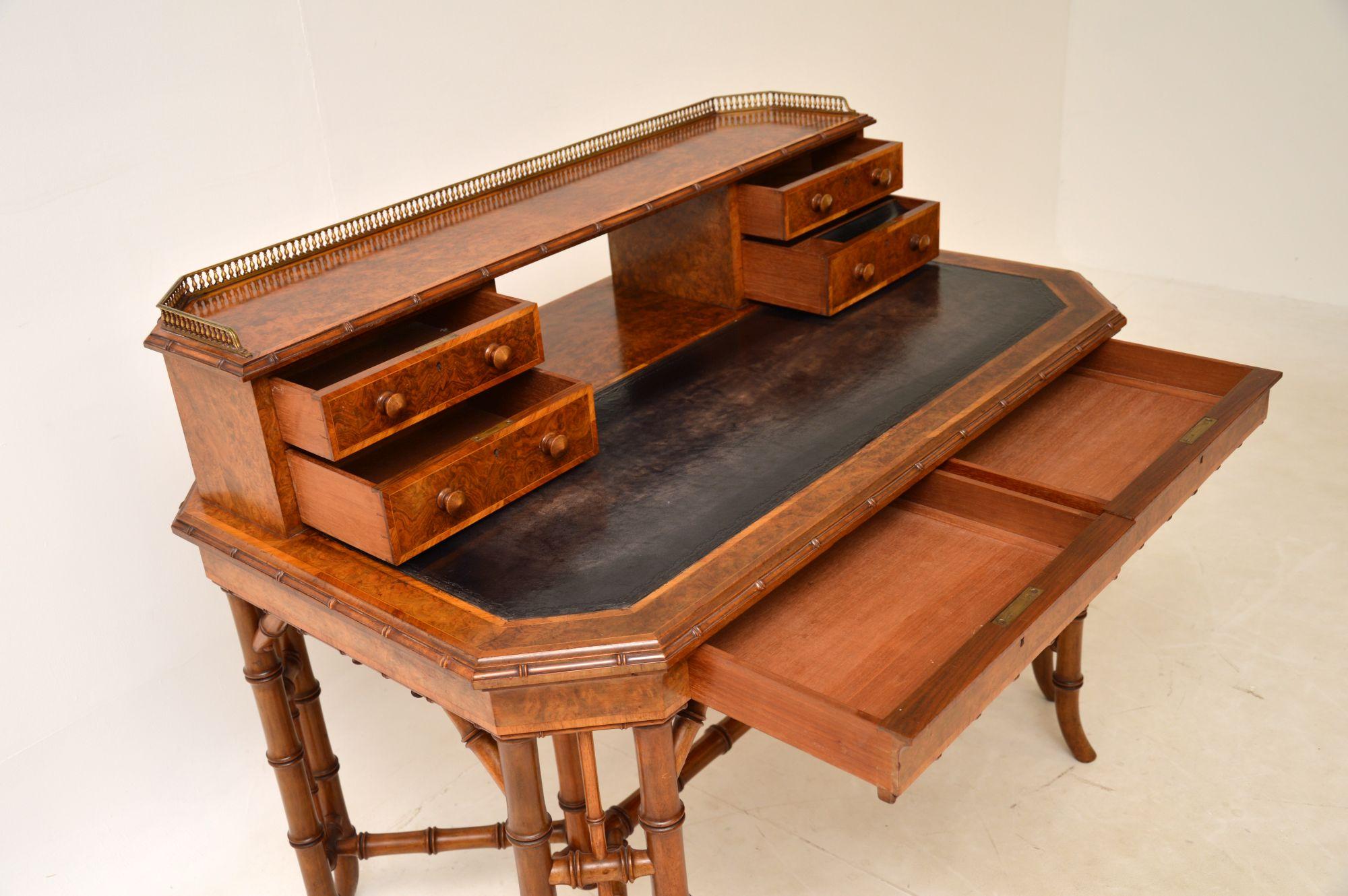 Antique Burr Walnut Writing Desk by Howard & Sons For Sale 4
