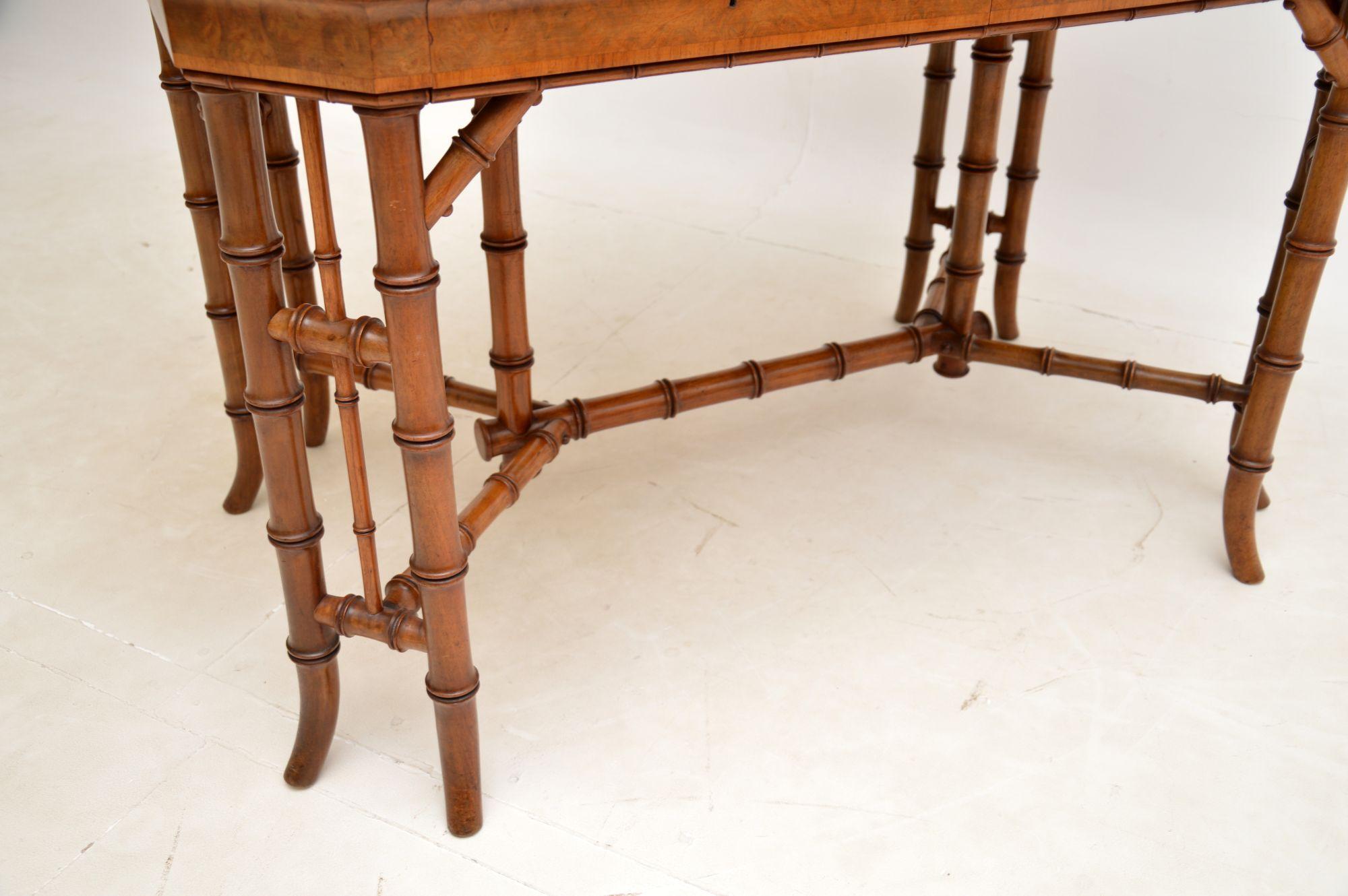 Antique Burr Walnut Writing Desk by Howard & Sons For Sale 7