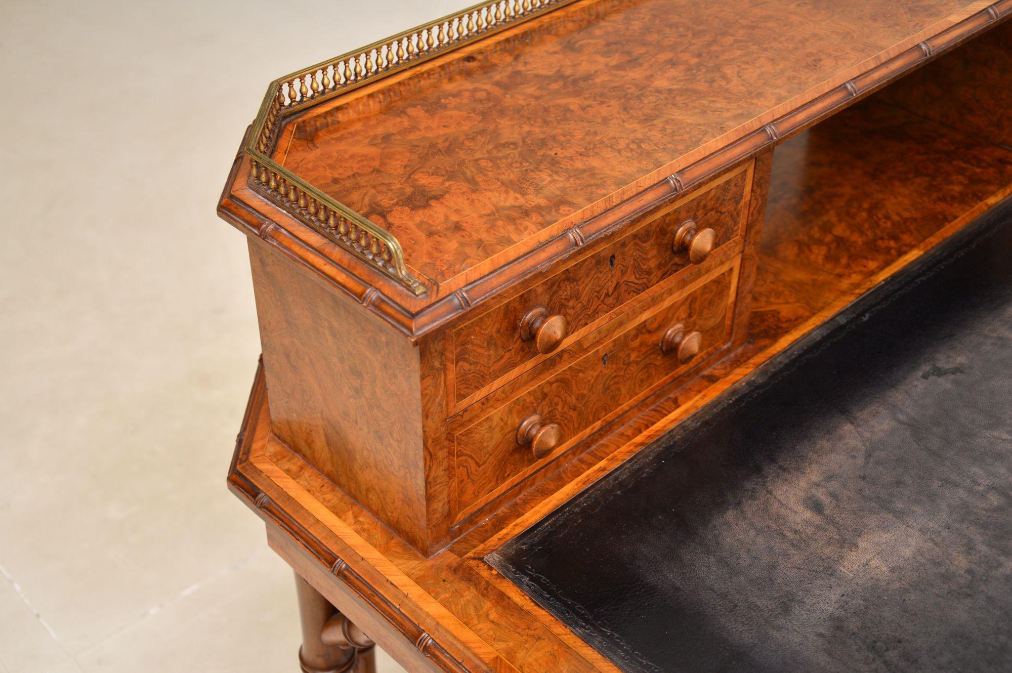 Antique Burr Walnut Writing Desk by Howard & Sons For Sale 1