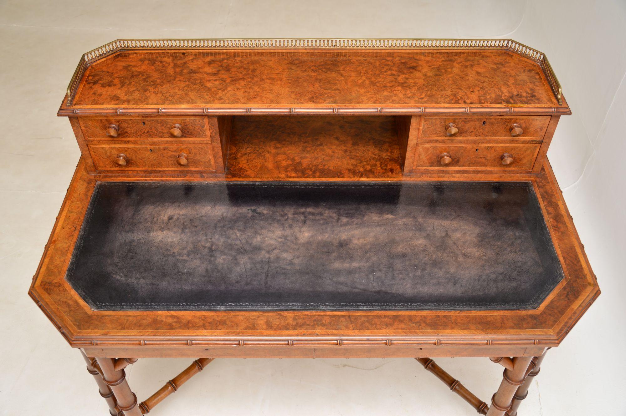 Antique Burr Walnut Writing Desk by Howard & Sons For Sale 2