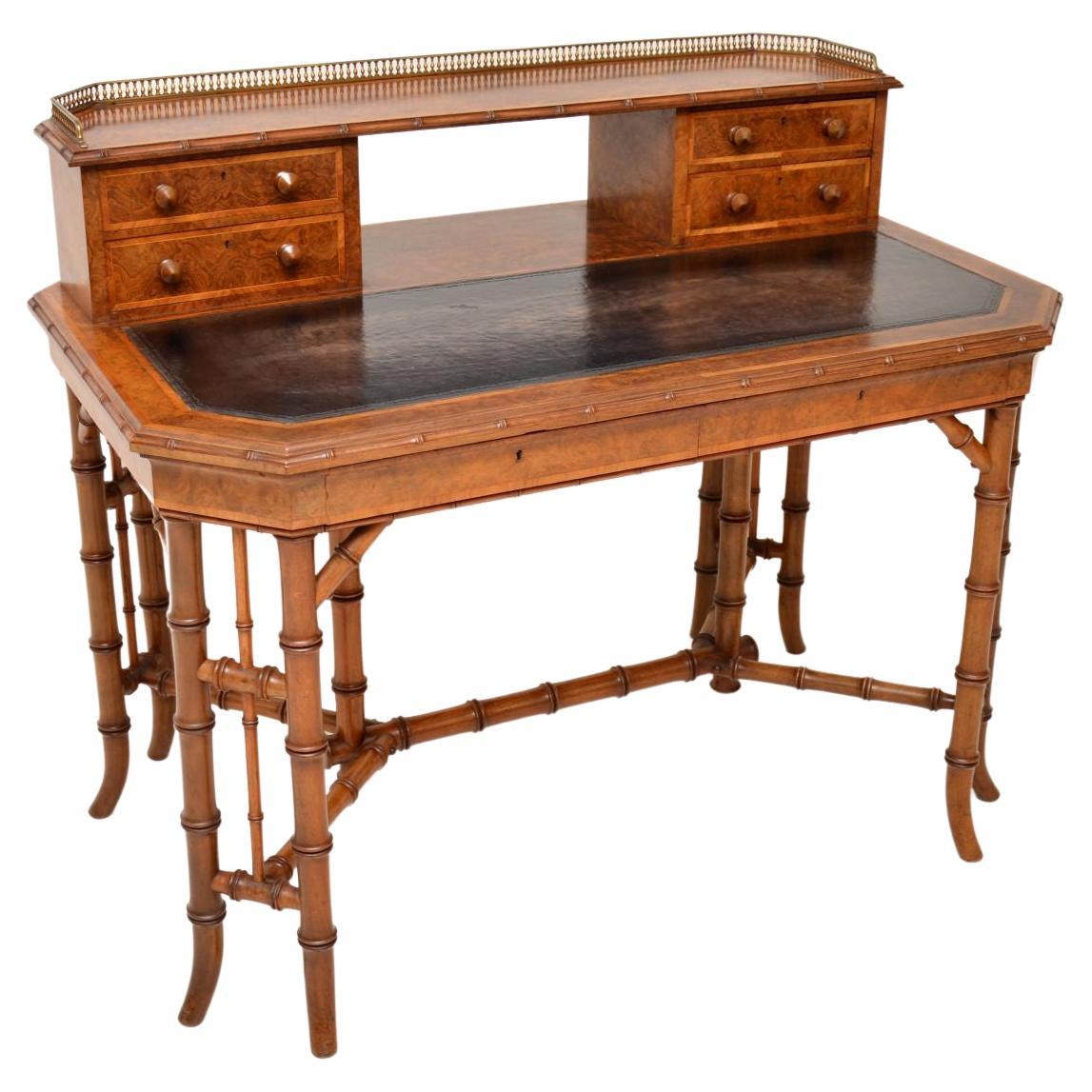 Antique Burr Walnut Writing Desk by Howard & Sons For Sale