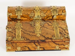 Antique Burr Walnut Writing Slope Lap Desk Set Sampson Mordan & Co 1870s