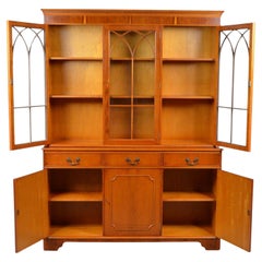 Antique Burr Yew Wood Library Display Bookcase Regency Style