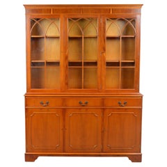 Antique Burr Yew Wood Library Display Bookcase Regency Style