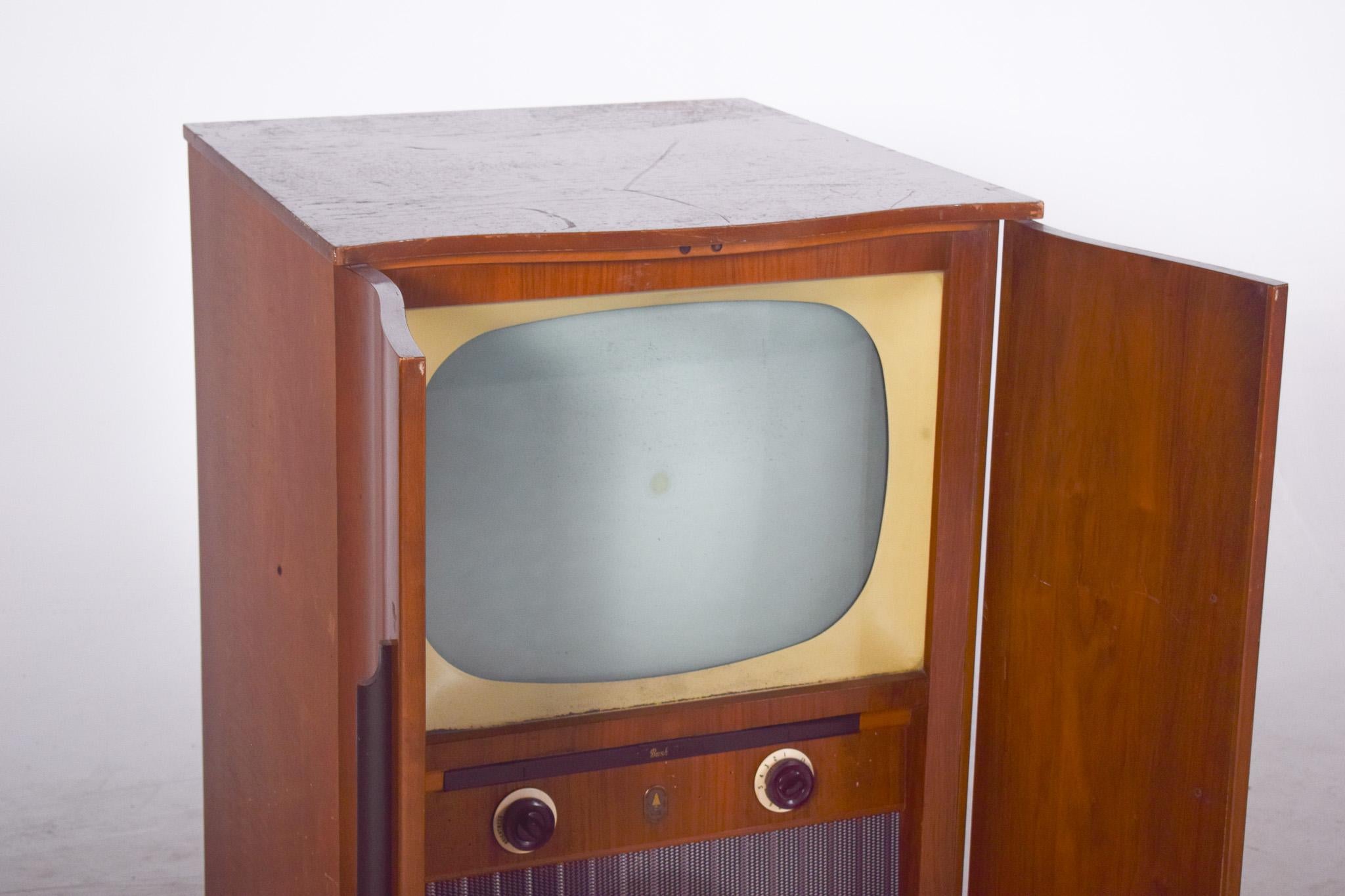 Bois Ancien meuble de télévision pour radio Bush en vente
