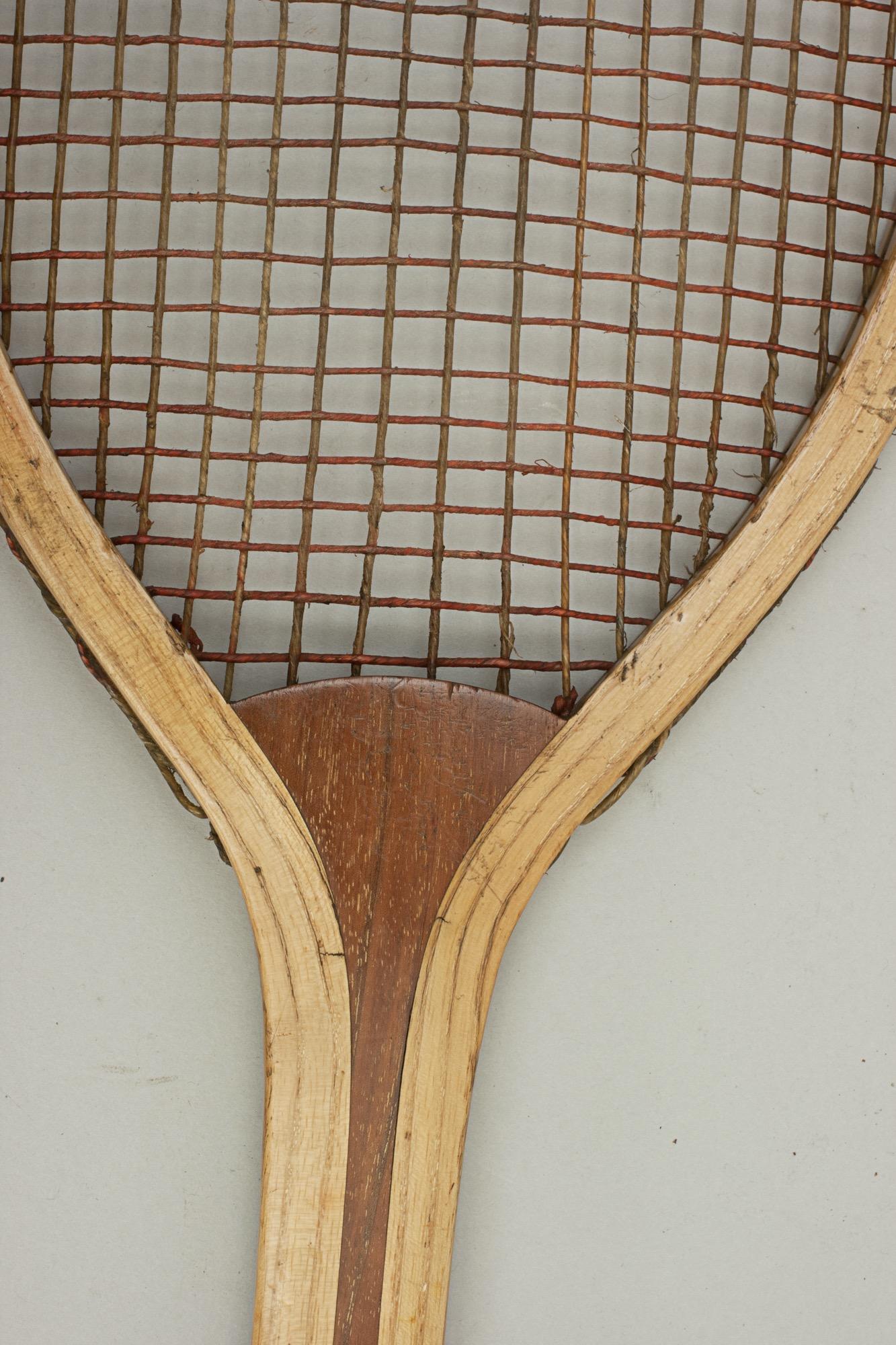 Wood Antique Bussey Design Cork Grip Lawn Tennis Racket