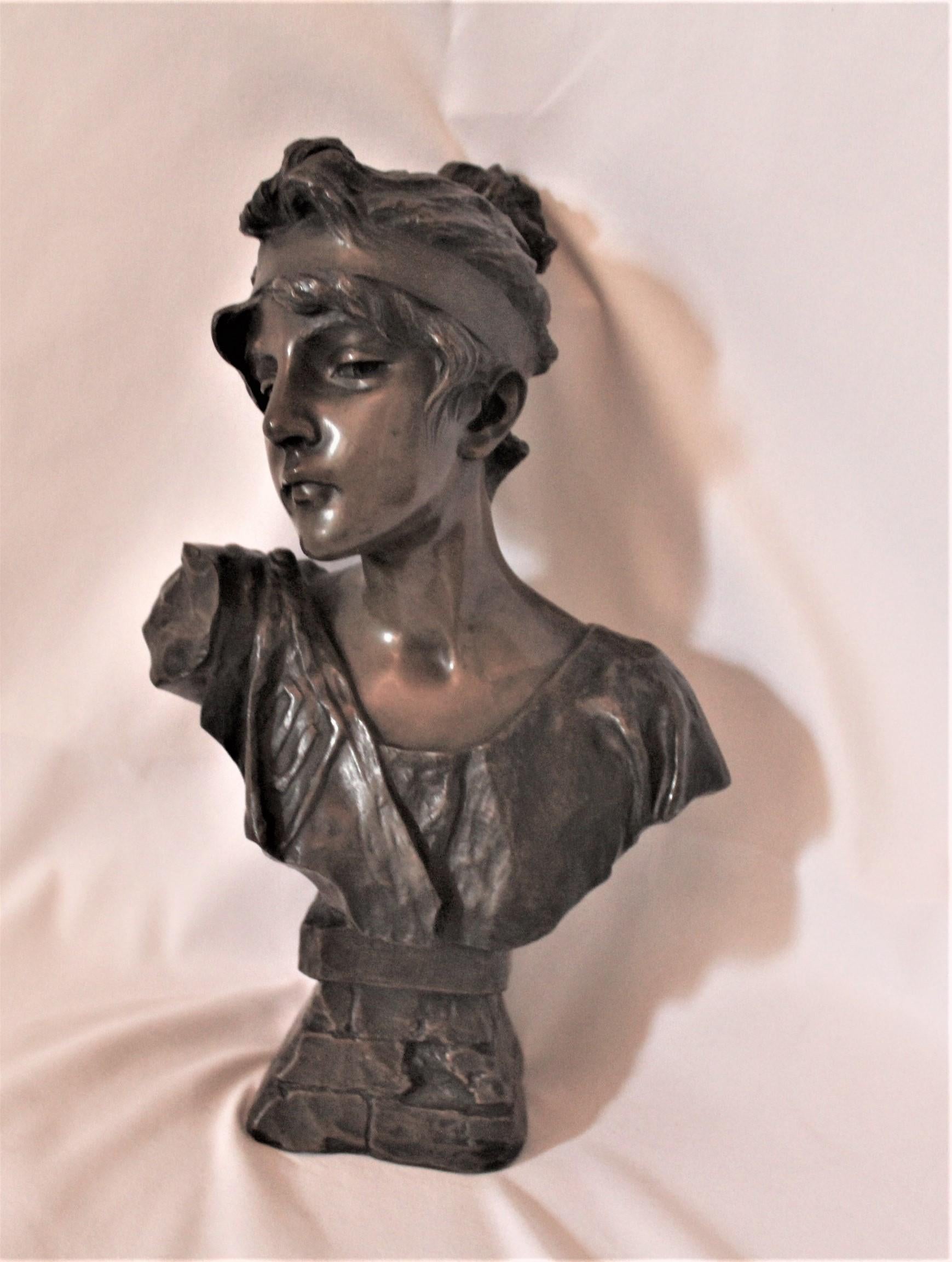 European Antique Bust, Art Nouveau by Villanis Bronze Medium Size