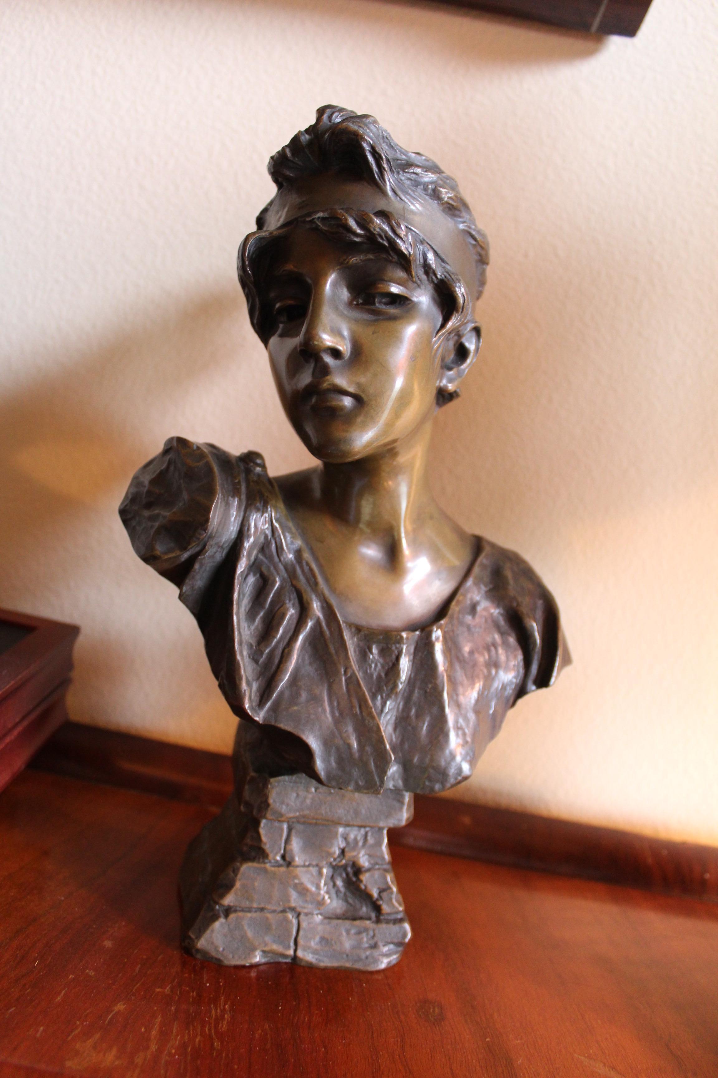 Antique Bust, Art Nouveau by Villanis Bronze Medium Size 4