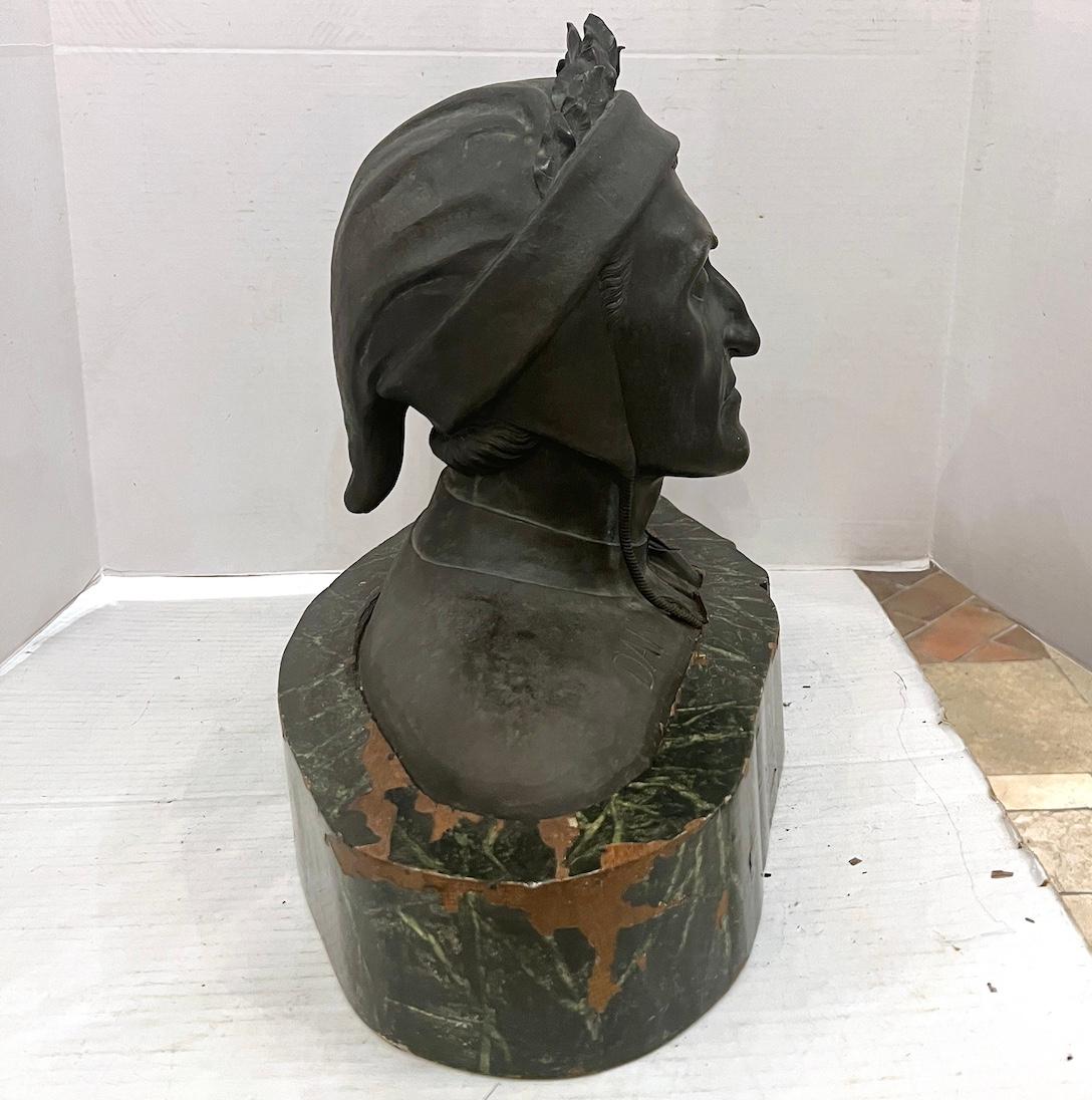 Italian Antique Bust of Dante Alighieri For Sale