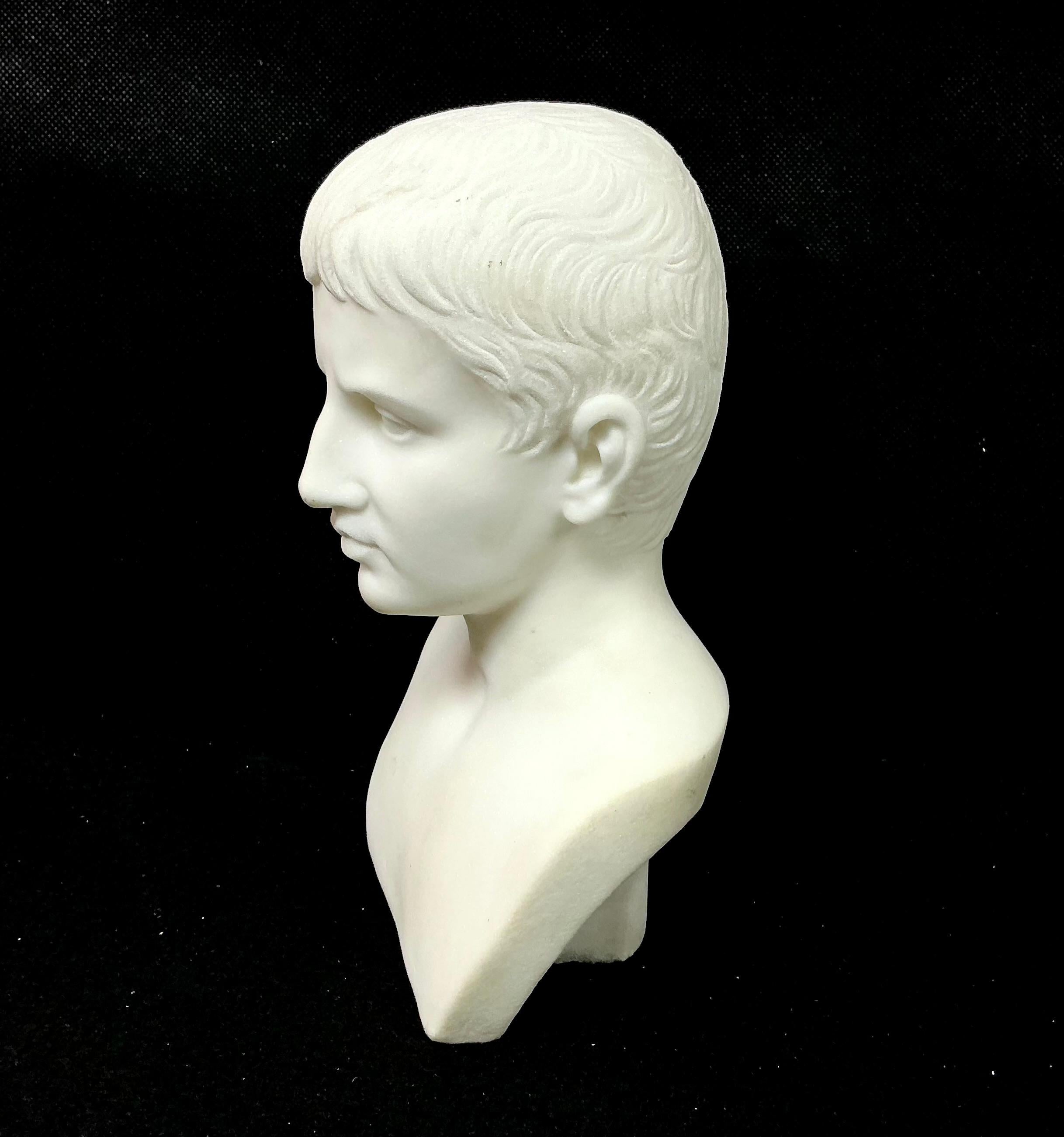 XIX secolo Antico busto del giovane Napoleone, marmo di Carrera intagliato in vendita