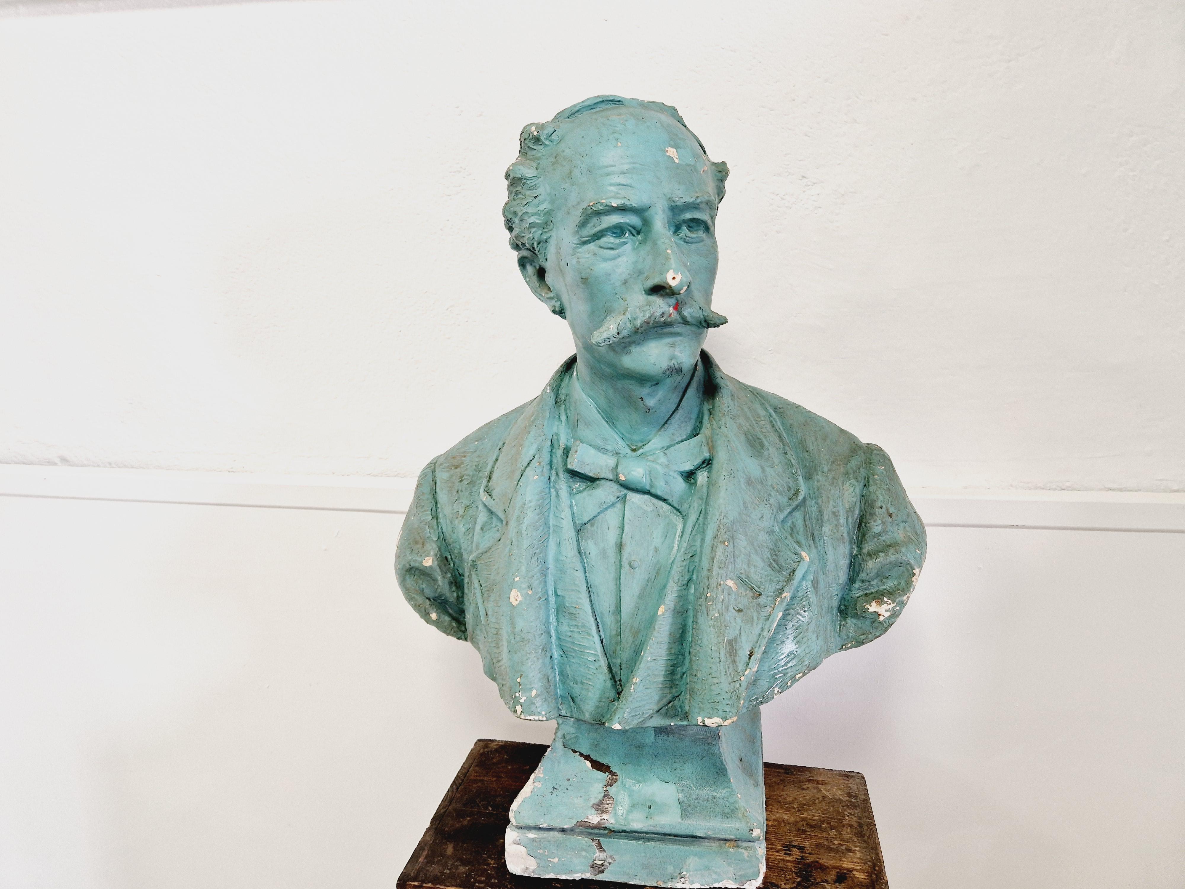 Arte Antiques Bust Plaster Large Life Size Head Art Sculpture en vente 2