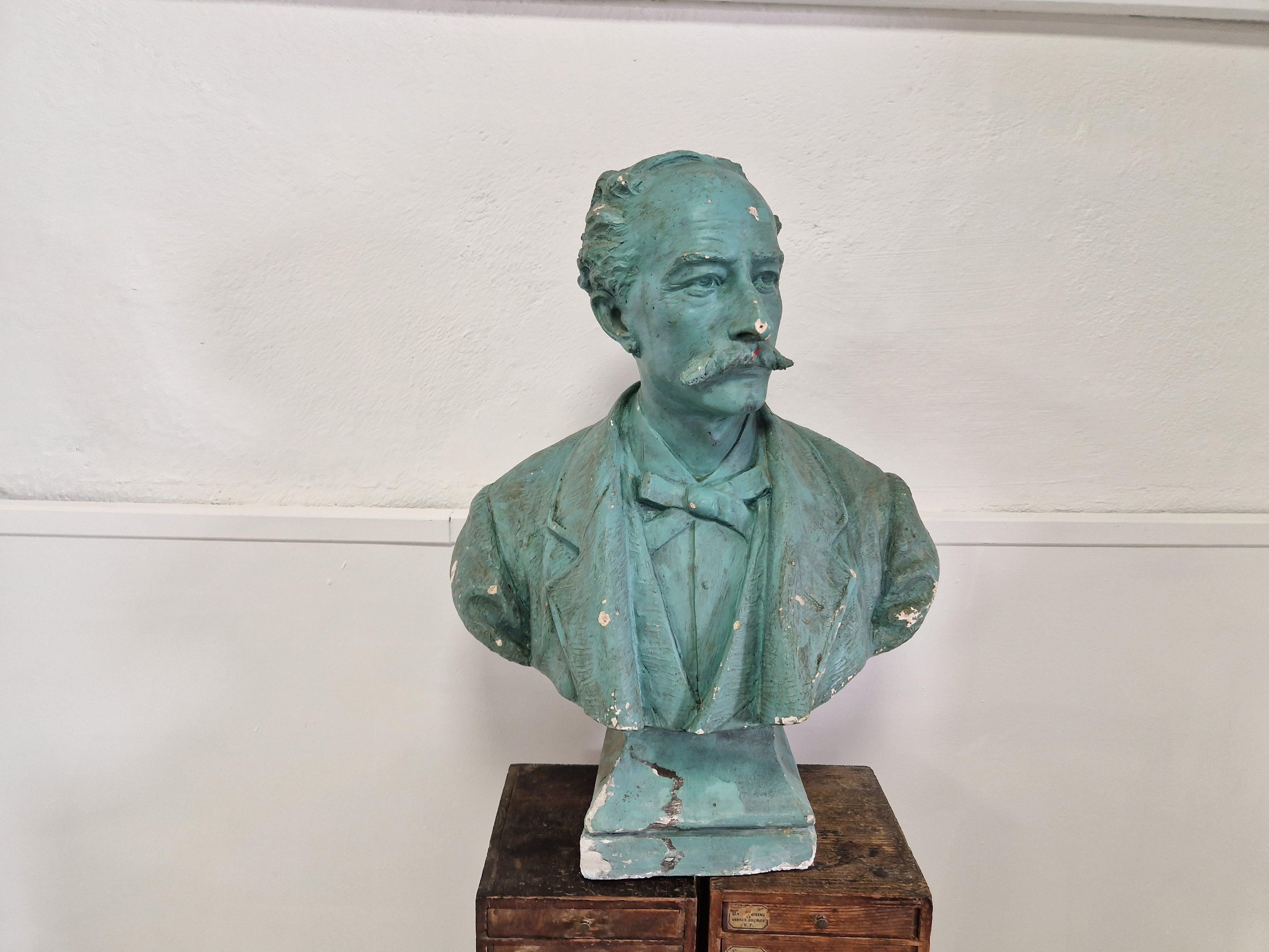 Arte Antiques Bust Plaster Large Life Size Head Art Sculpture en vente 3