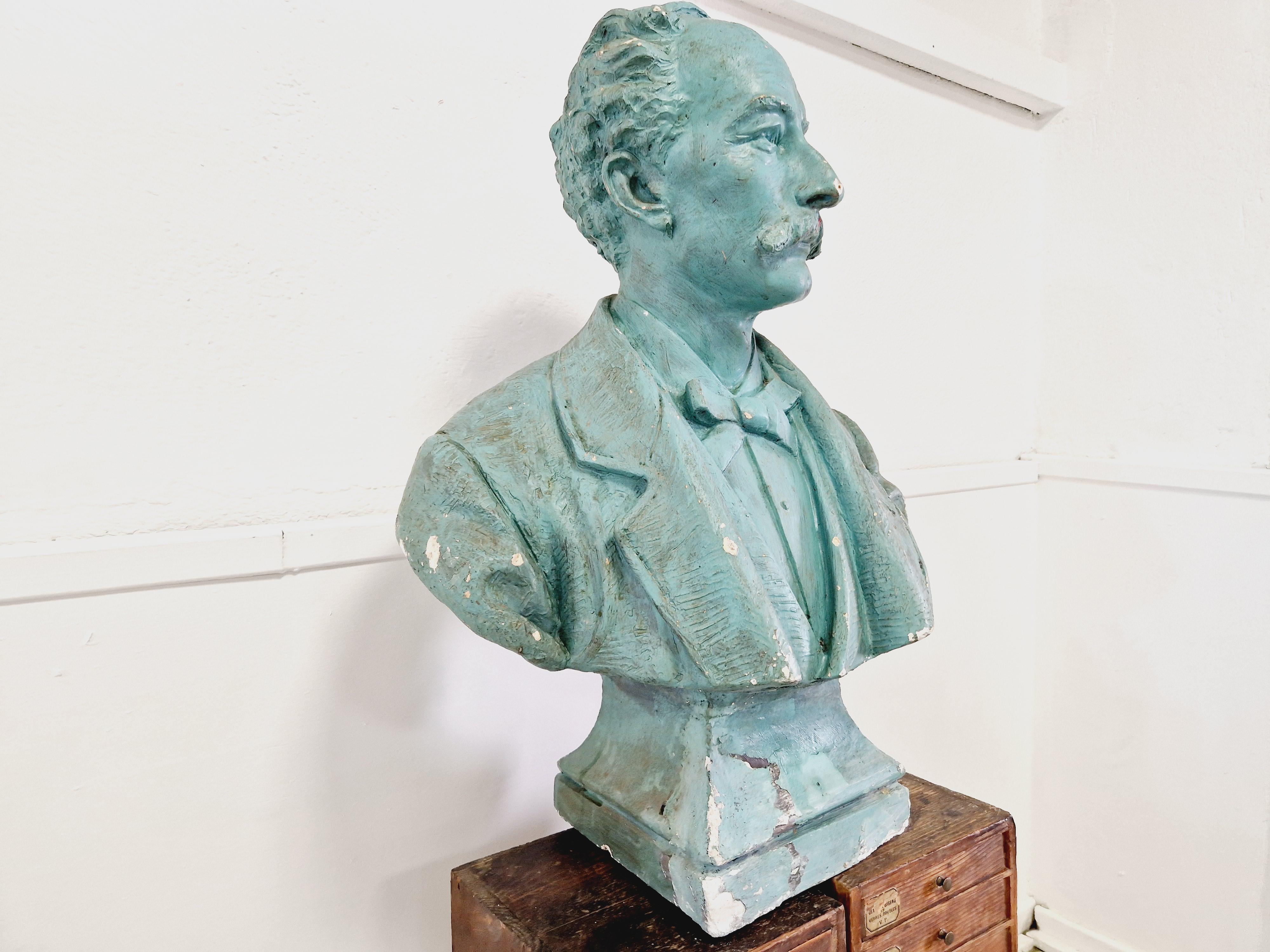 Arte Antiques Bust Plaster Large Life Size Head Art Sculpture en vente 1