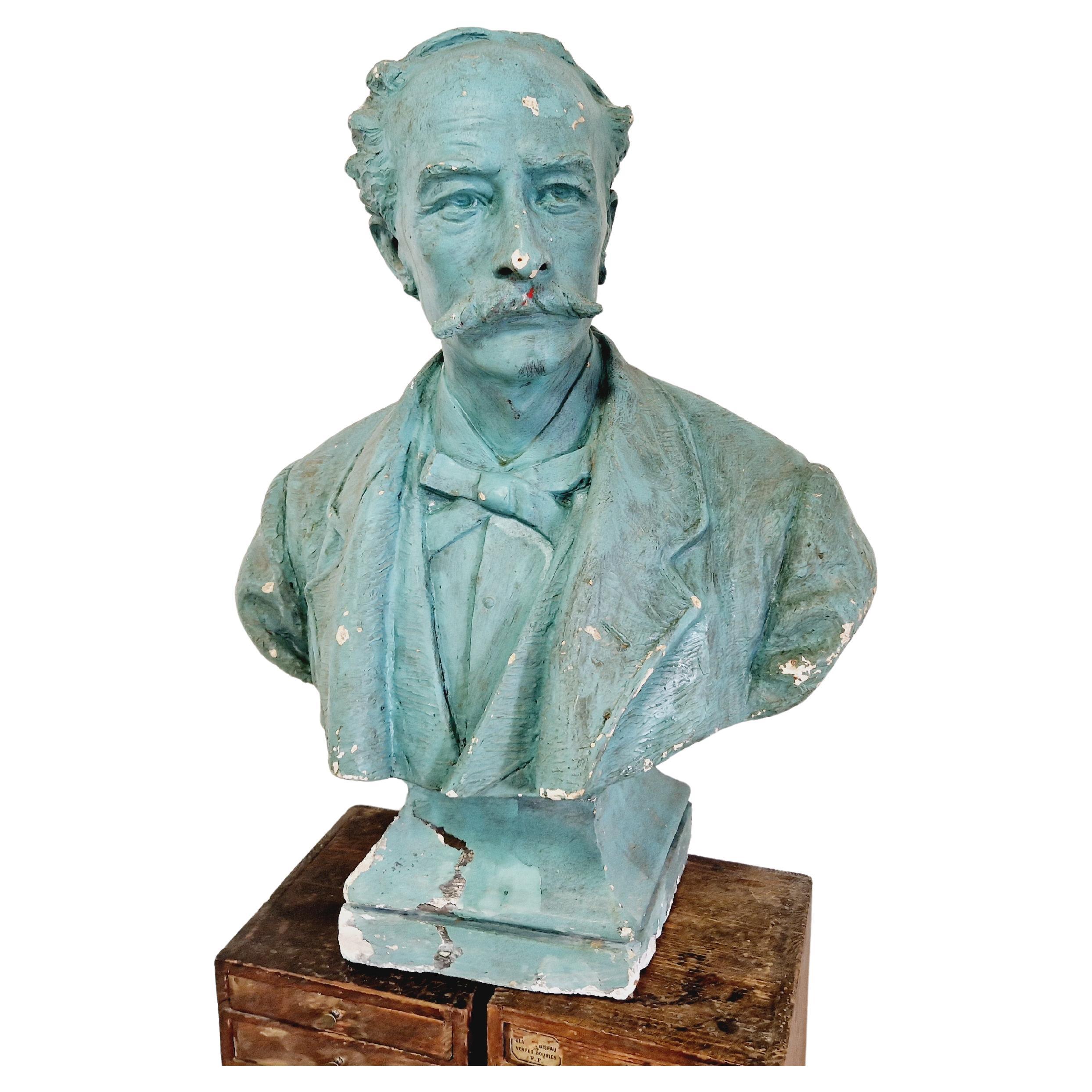 Antique Bust Plaster Large Life Size Head Art Sculpture