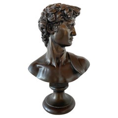 Vintage 1966 David Bust by Austin Productions, Dark Bronze Resin, USA