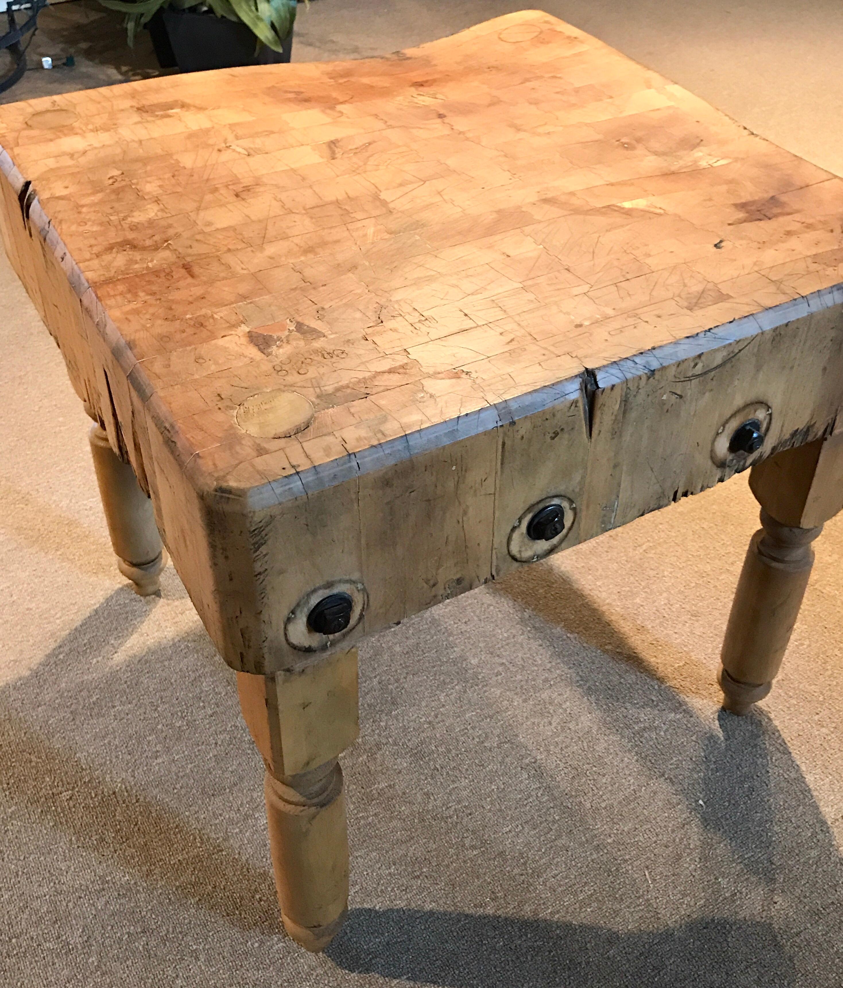 French Antique Butcher Block Table