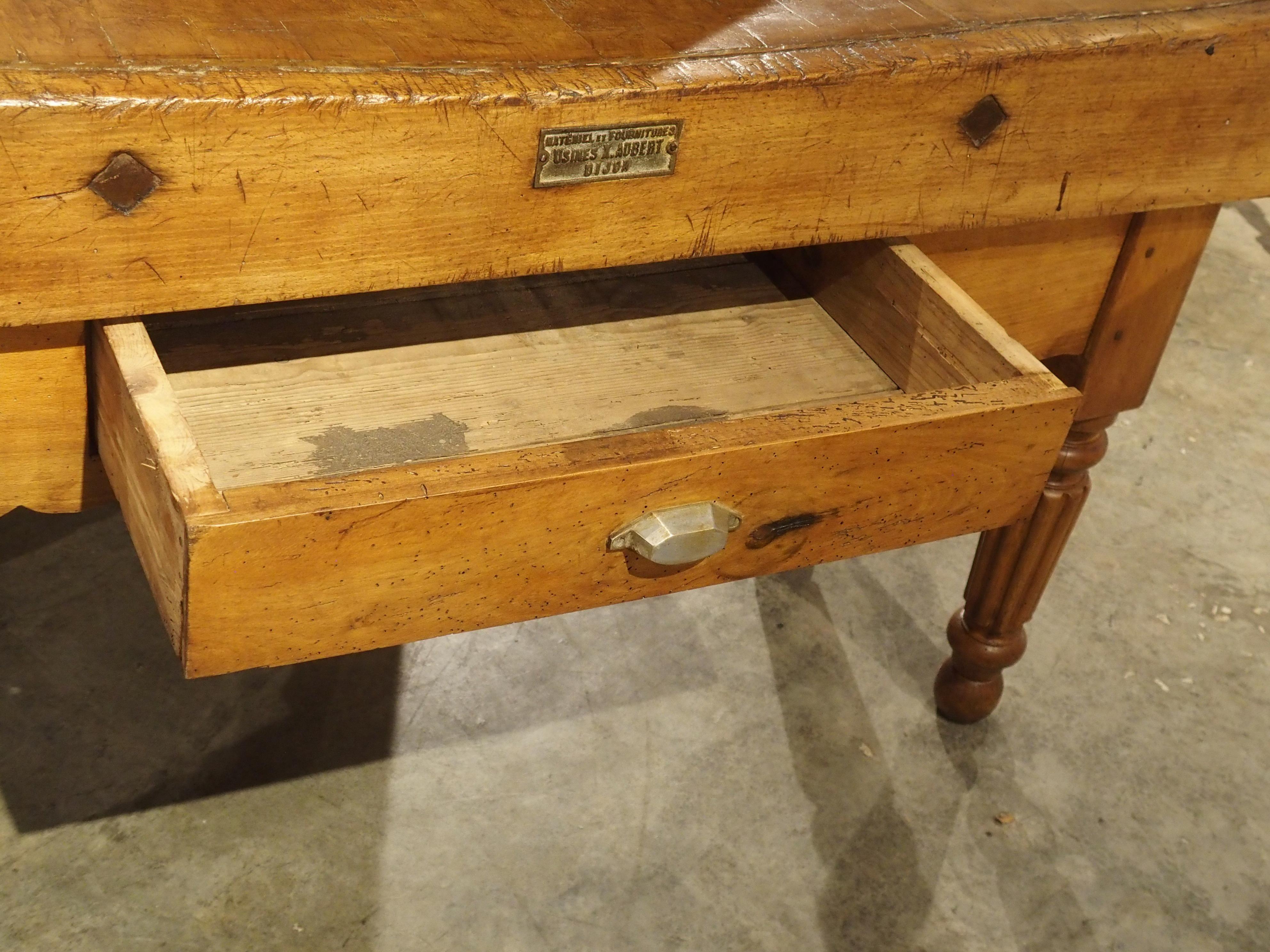 Antique Butcher Block Table from Dijon, France, Circa 1890 For Sale 5