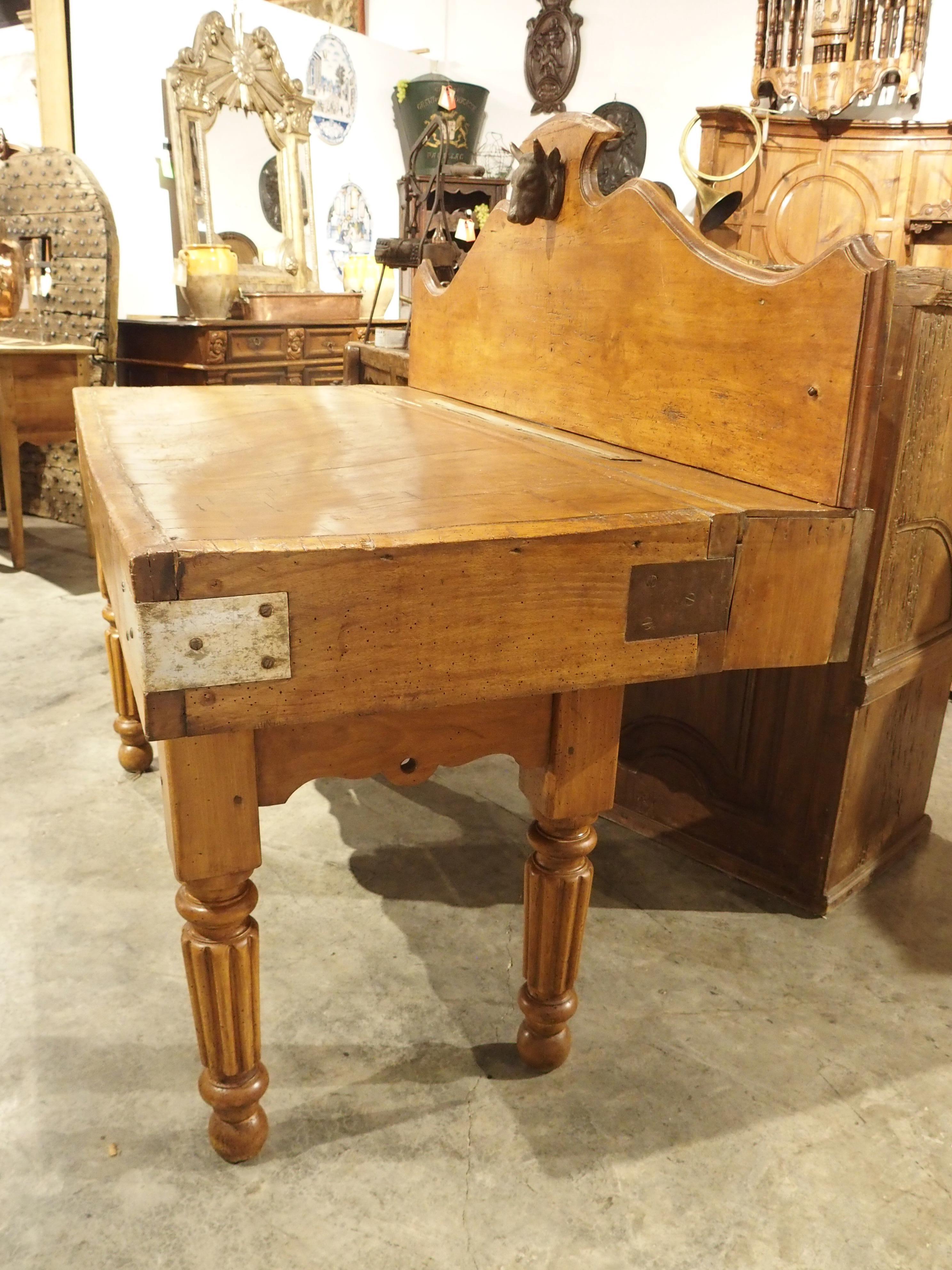 Antique Butcher Block Table from Dijon, France, Circa 1890 For Sale 7