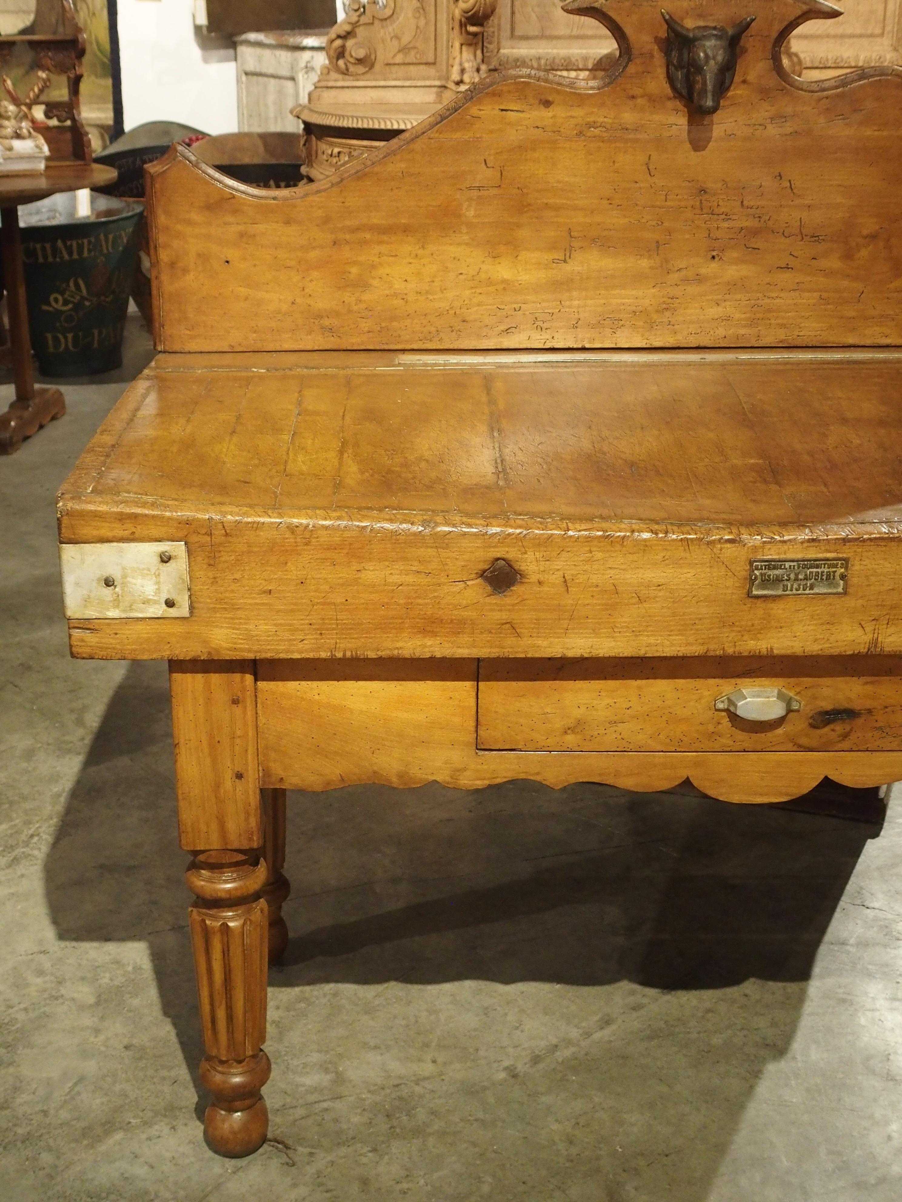 Antique Butcher Block Table from Dijon, France, Circa 1890 For Sale 11