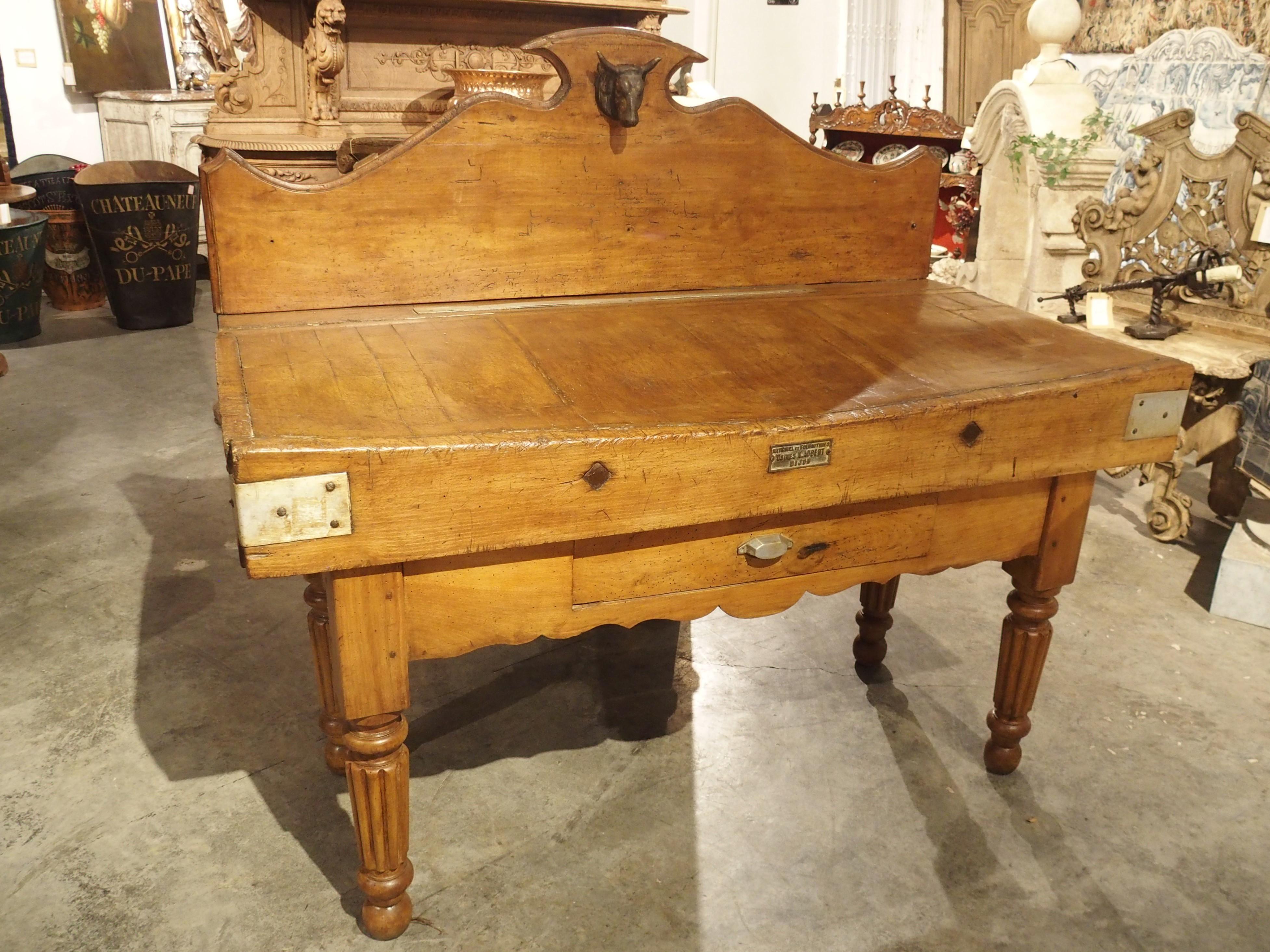 Antique Butcher Block Table from Dijon, France, Circa 1890 For Sale 12