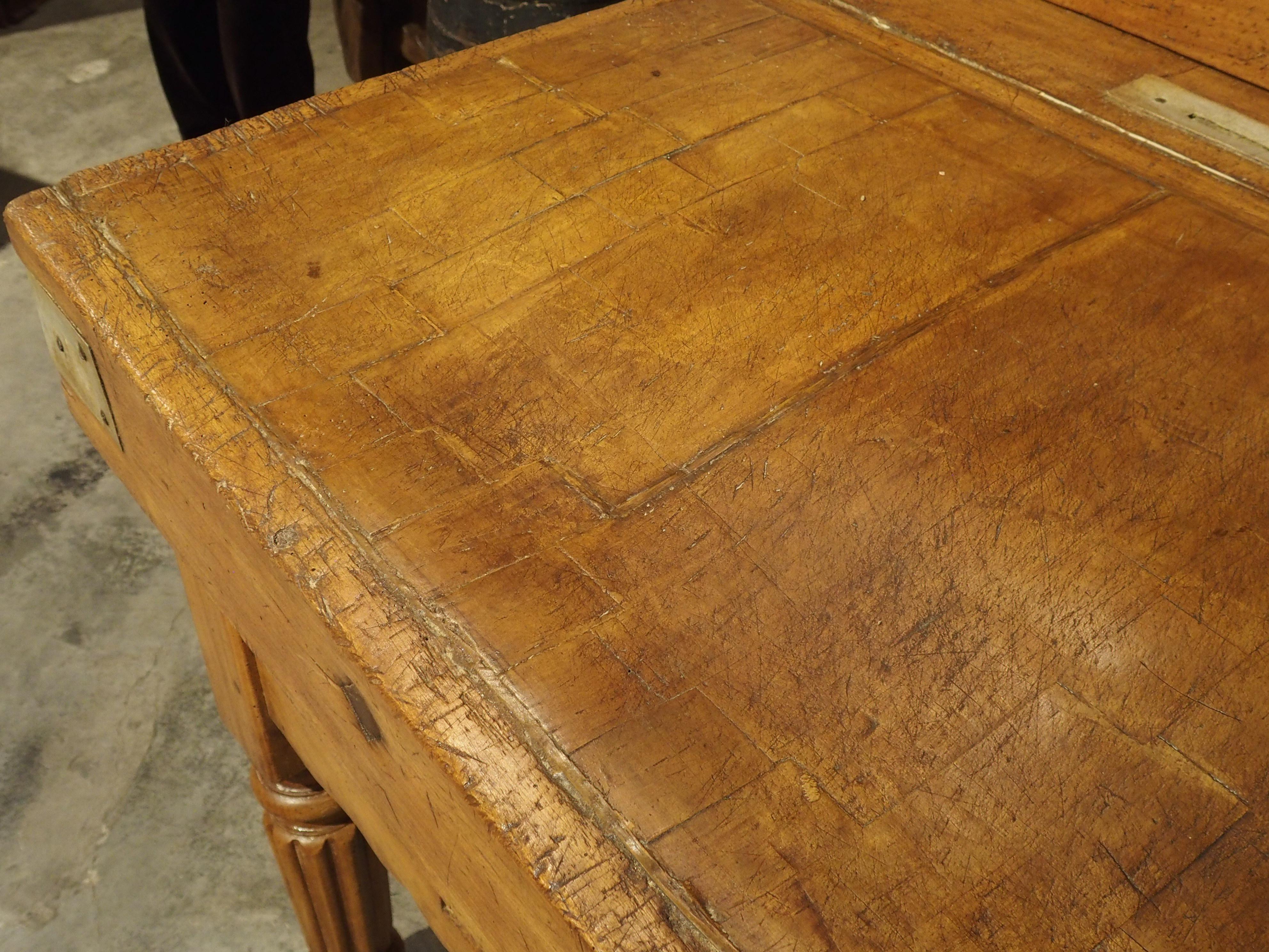 Late 19th Century Antique Butcher Block Table from Dijon, France, Circa 1890