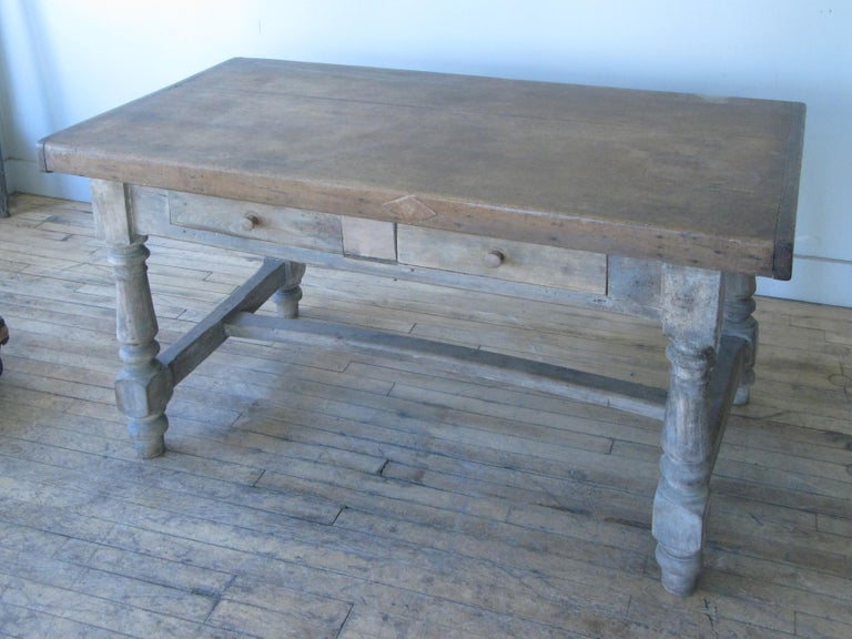 Antique Butcherblock Top Farm Table Kitchen Island at 1stDibs