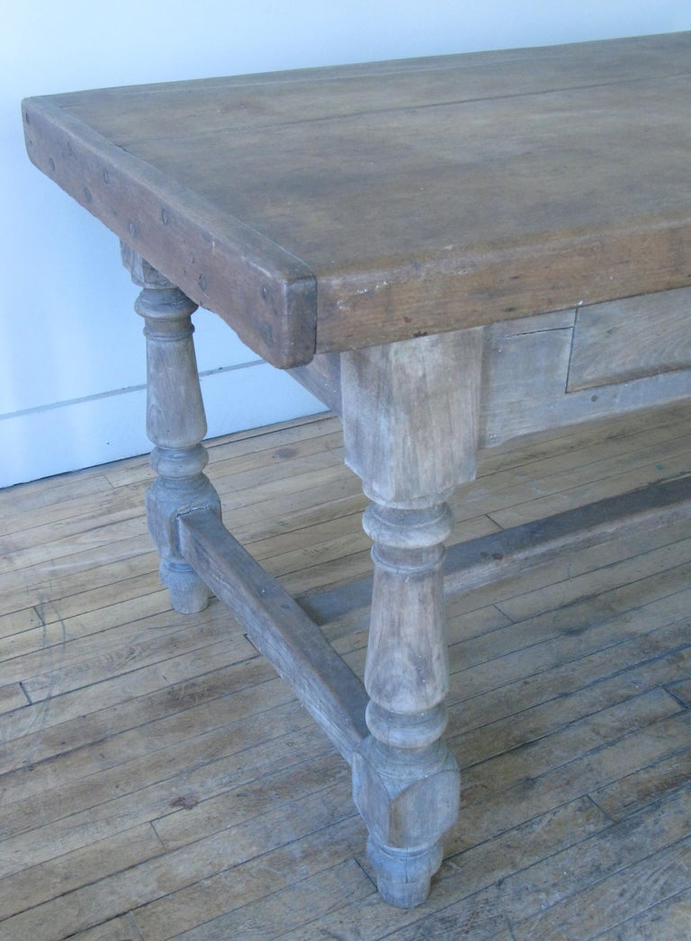 Antique Butcherblock Top Farm Table Kitchen Island at 1stDibs