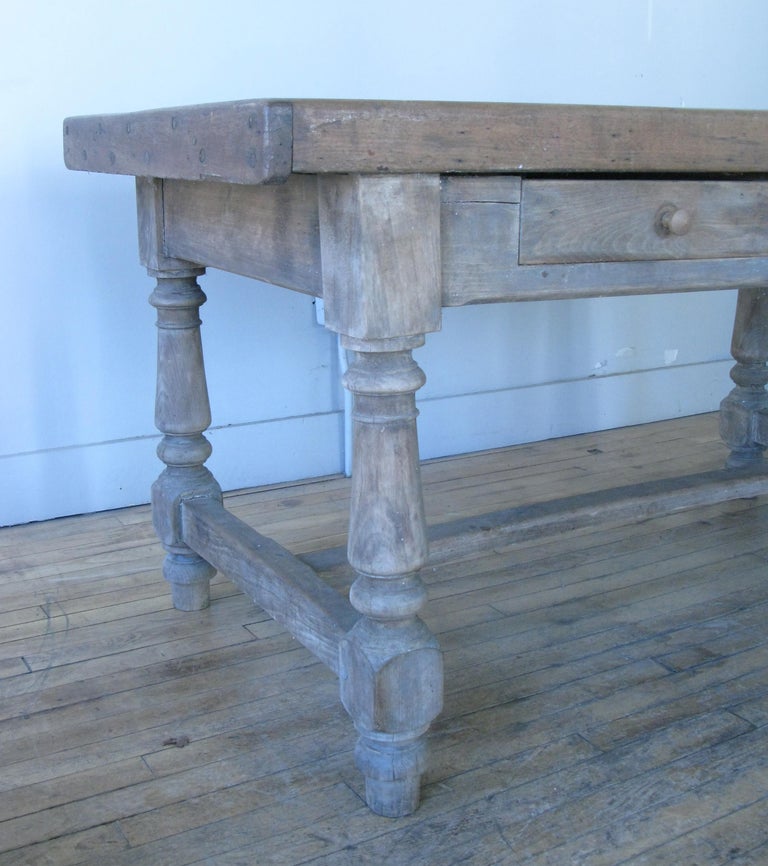 Antique Butcherblock Top Farm Table Kitchen Island at 1stDibs
