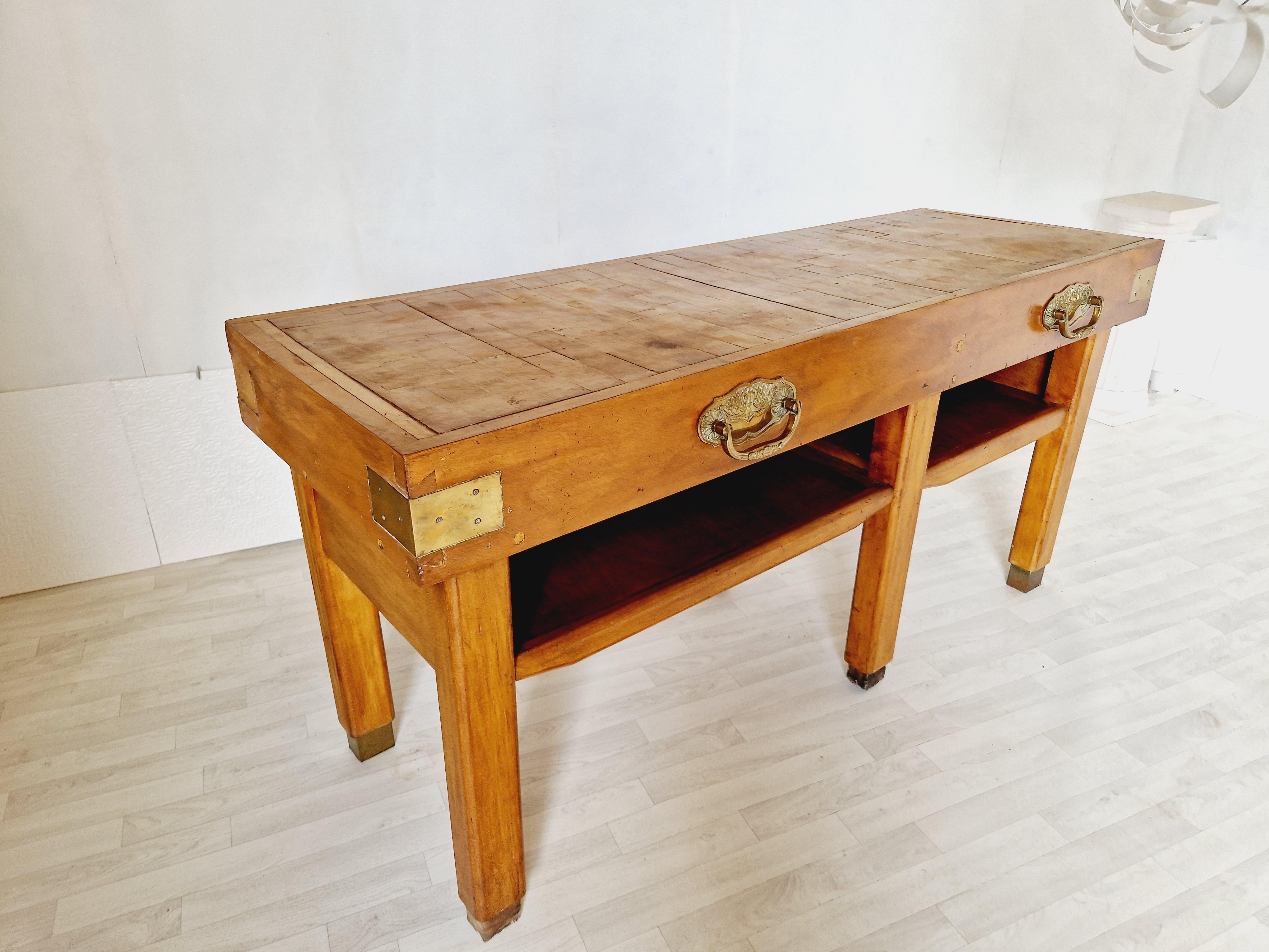 Art nouveau Table de boucherie antique Kitchen Island Art Nouveau  en vente