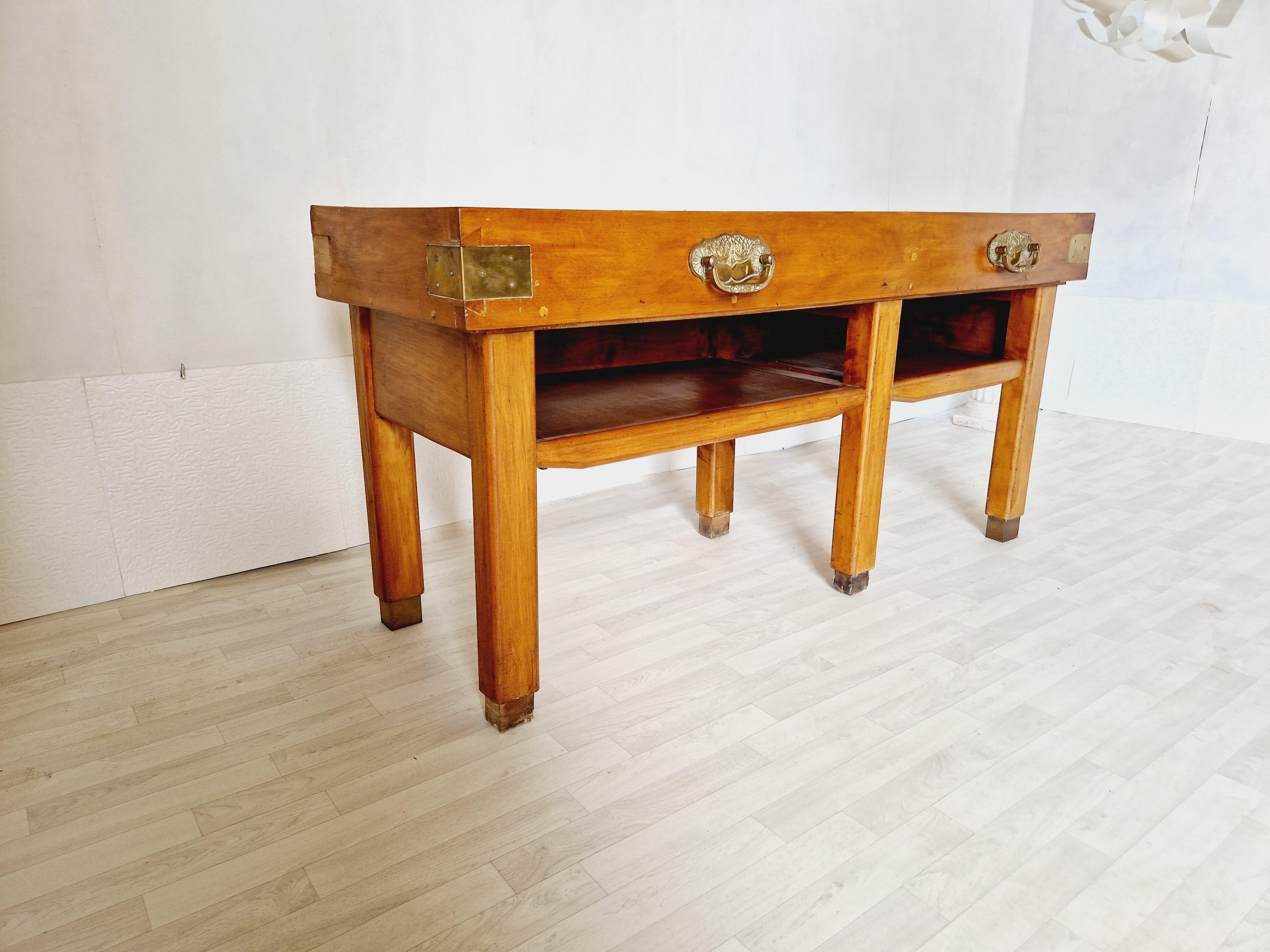 Antique Butchers Block Table Kitchen Island 1