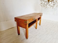 Antique Butchers Block Table Kitchen Island