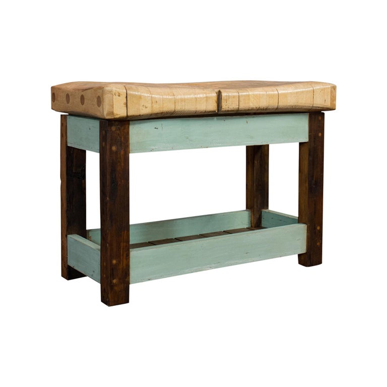 HUGE English OAK butchers block kitchen island table storage