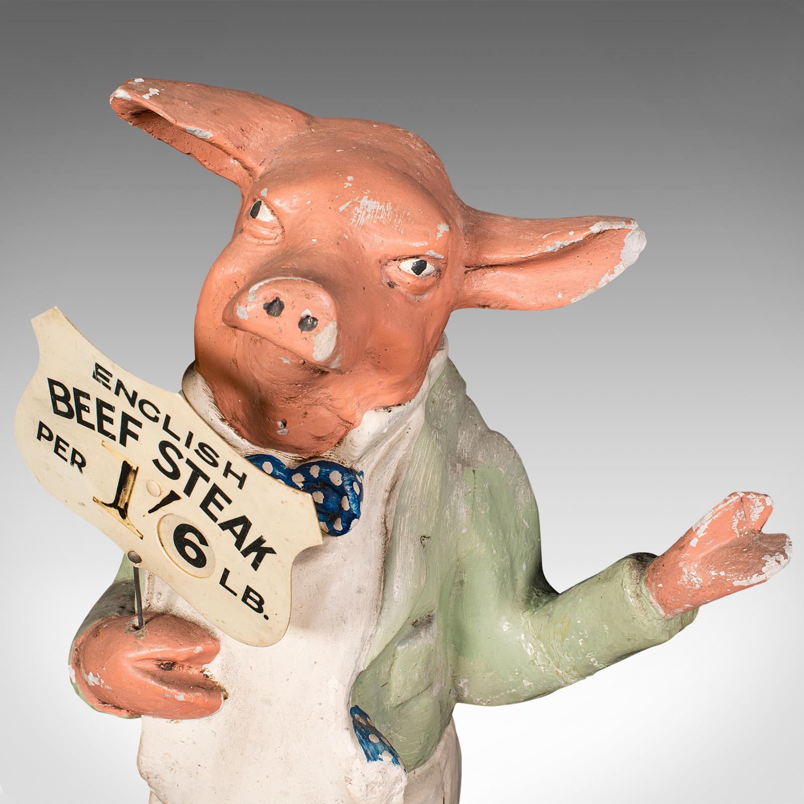 20th Century Antique Butcher's Shop Display Figure, English, Advertising, Pig, Edwardian For Sale