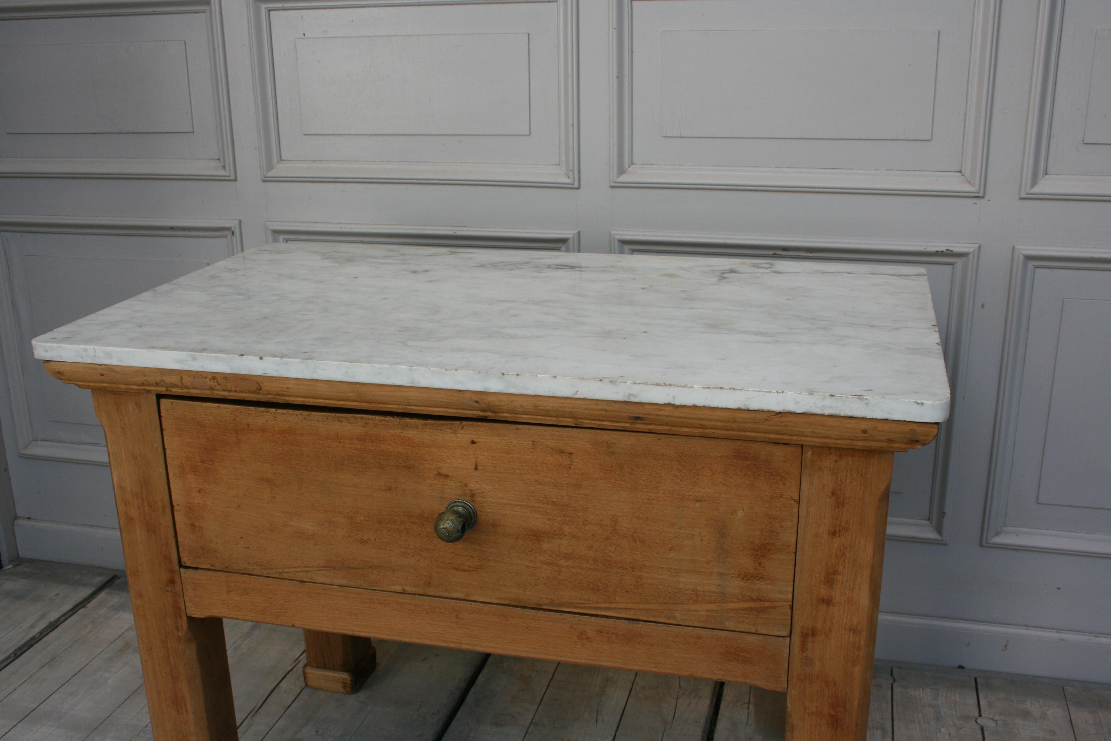 Antique Butcher's Table with Marble Top 3
