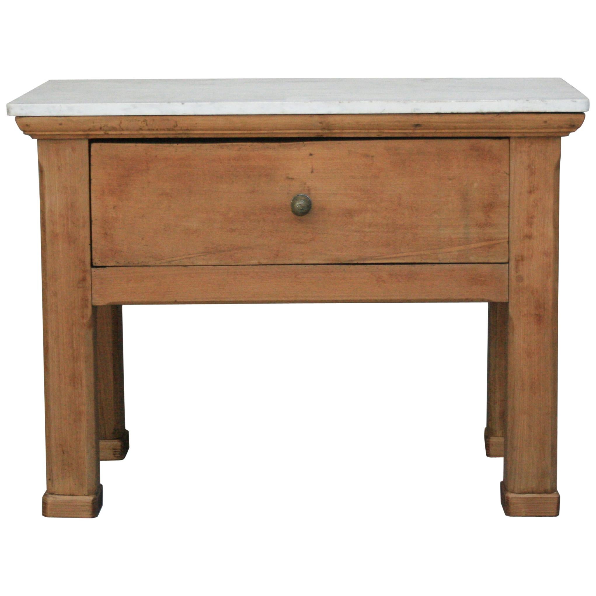Antique Butcher's Table with Marble Top