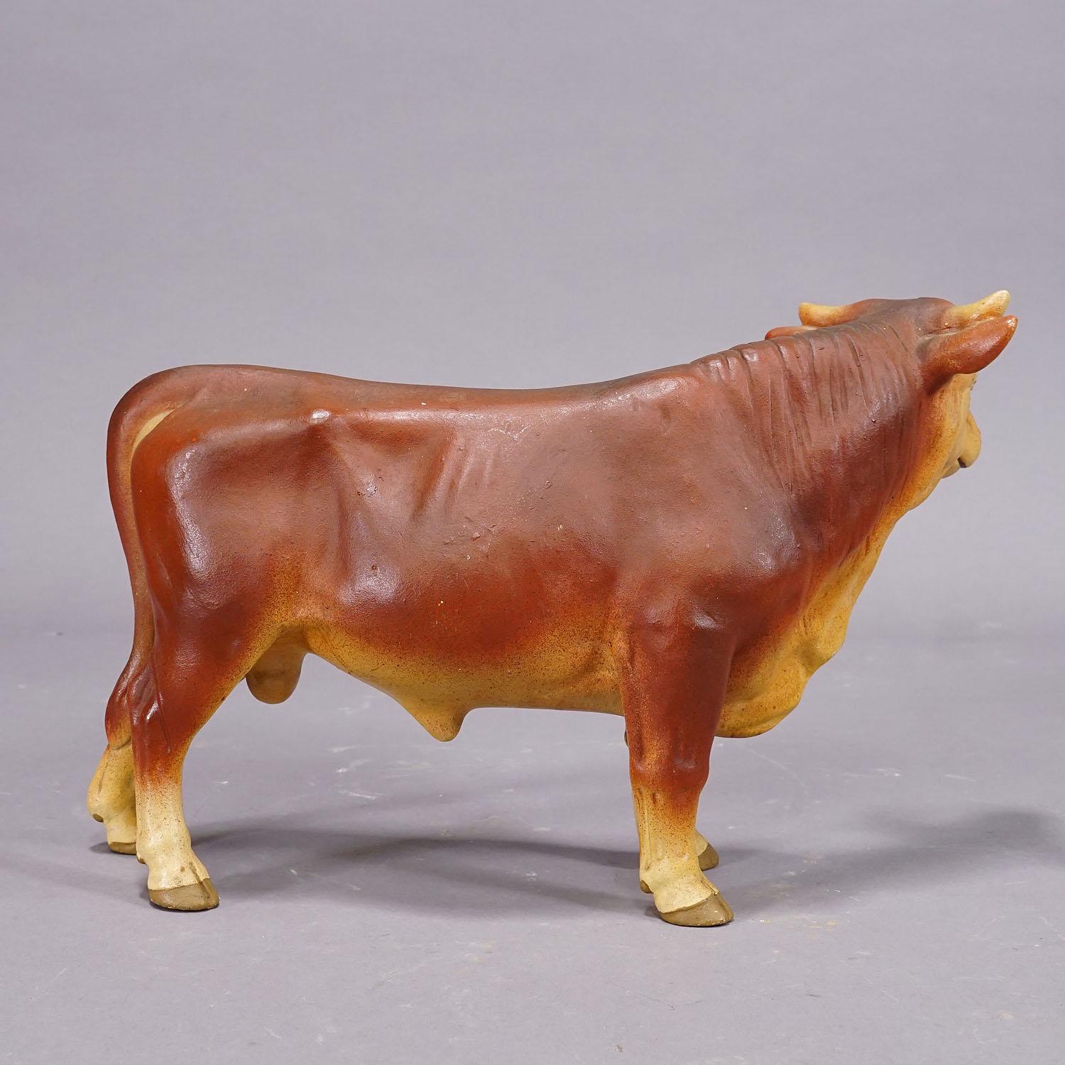 20ième siècle Ancienne décoration de fenêtre de boucherie représentant un bœuf, Allemagne, années 1950 en vente